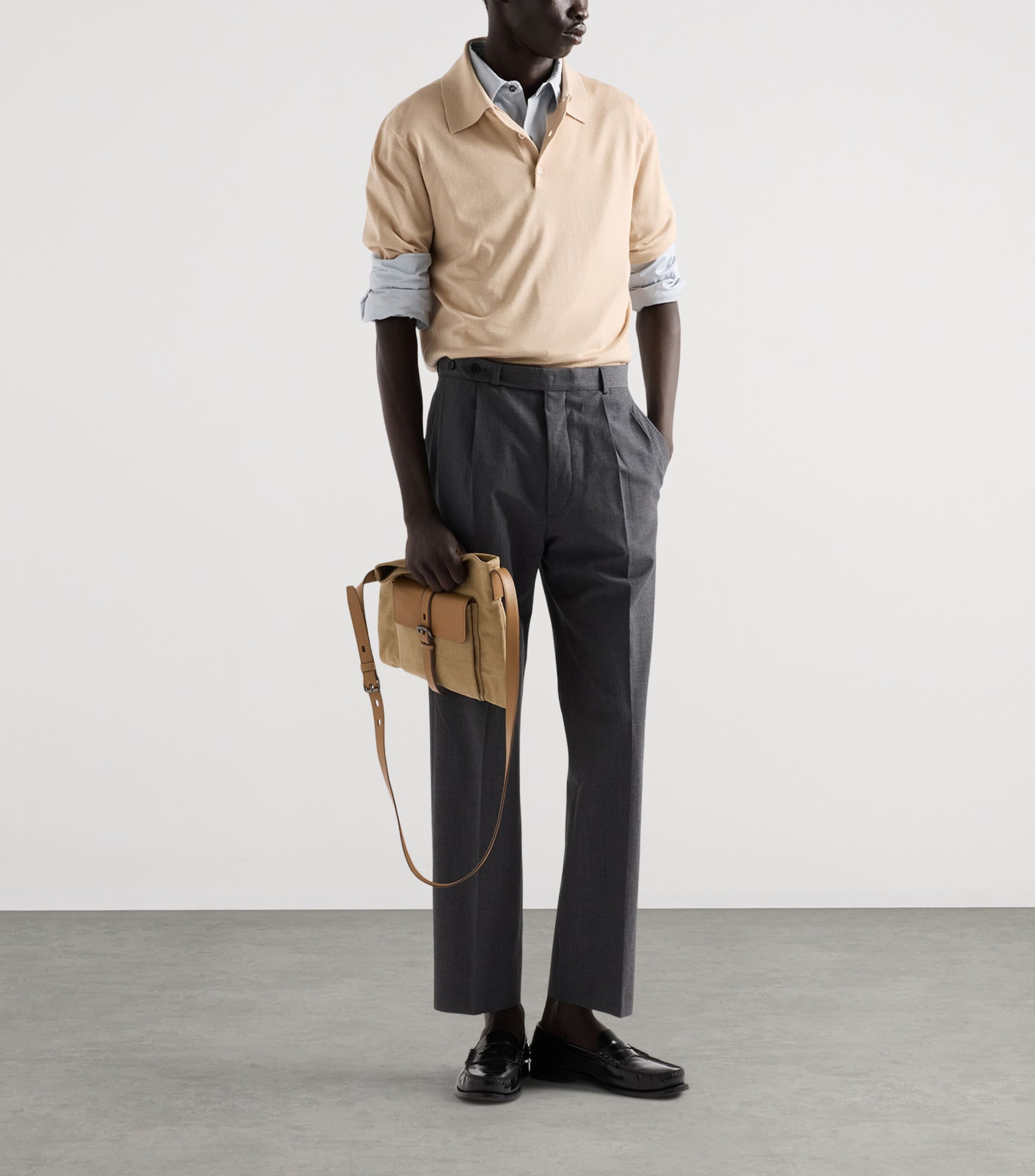 Prada Mens Cotton Logo Shirt Grey Image 2