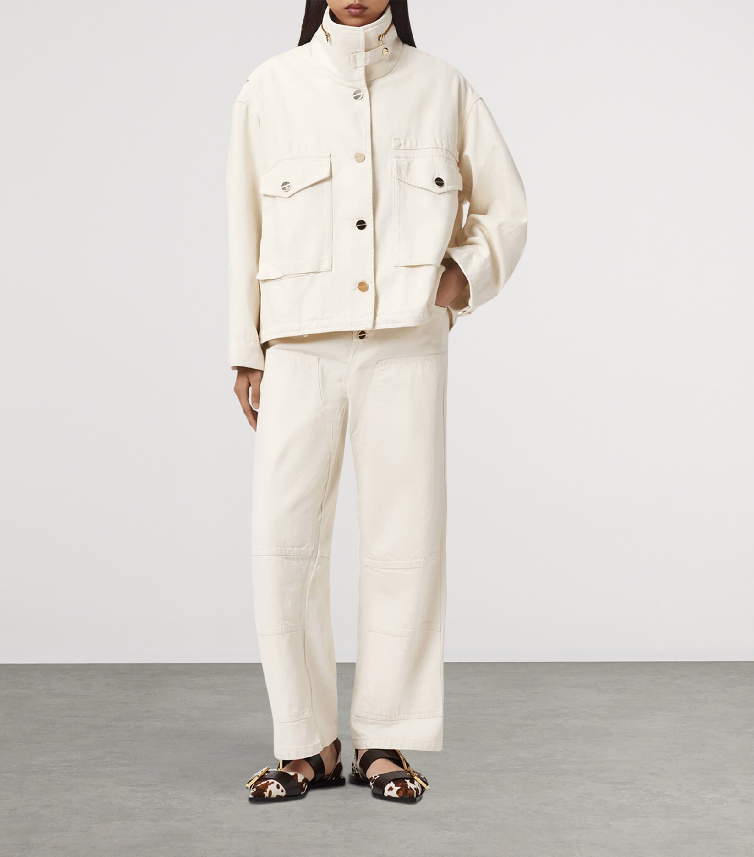 AllSaints Womens Denim Clay Jacket Ecru White Image 4