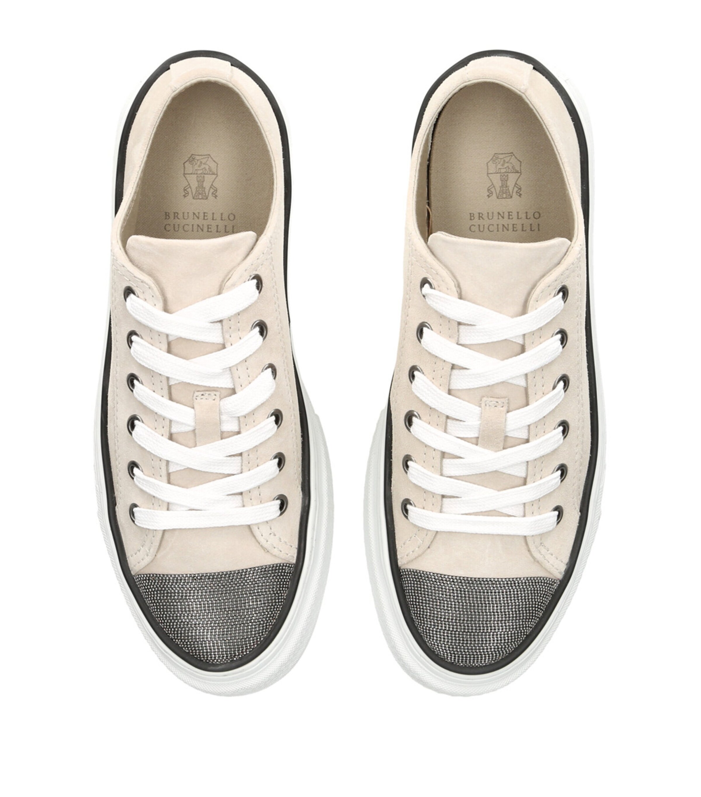 Brunello Cucinelli Leather Monili Low-Top Sneakers Bone Image 4