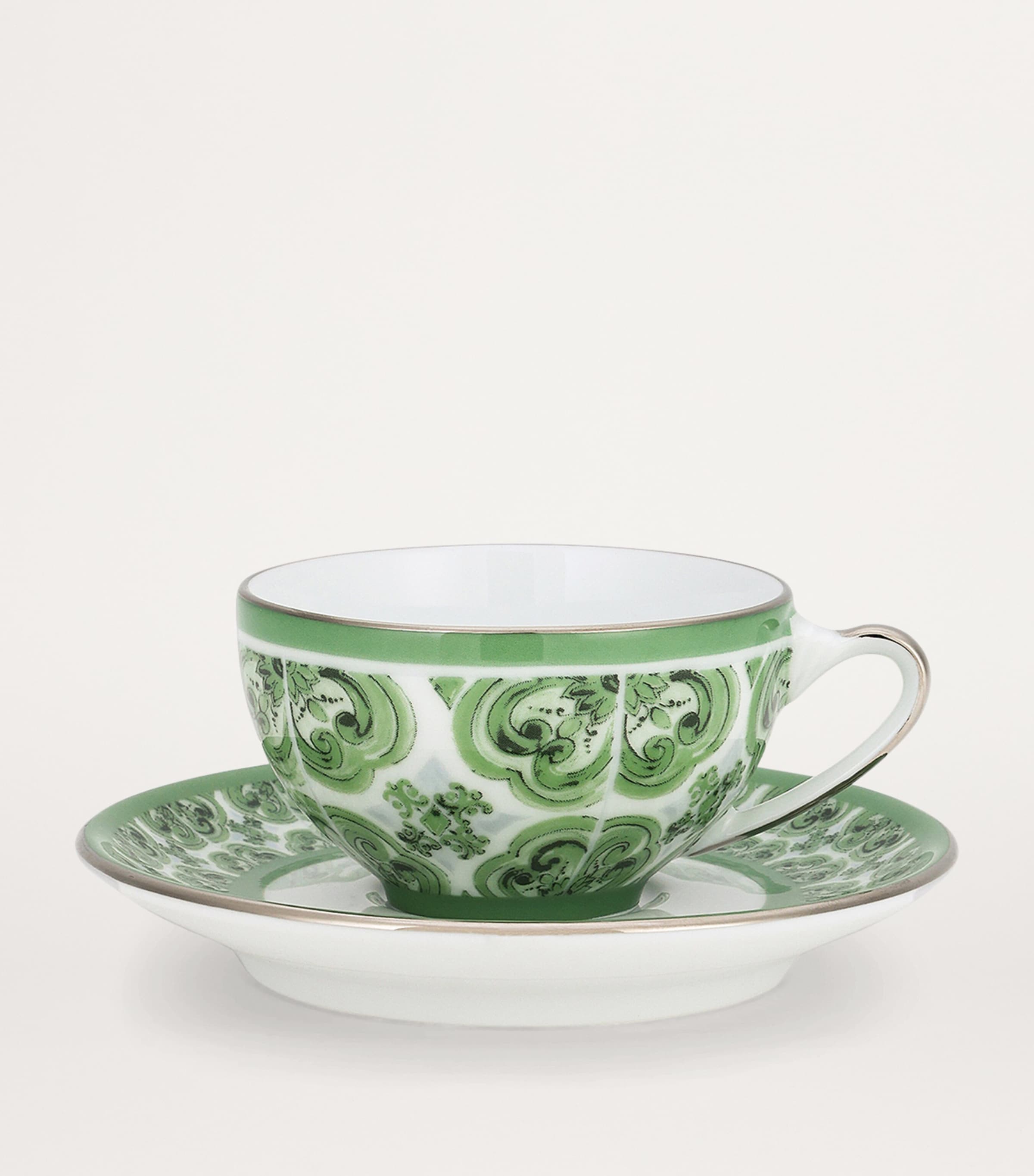 Porcelain Majolica Coffee Cup and Saucer UV001-VERDE MAIOLICA Image 2