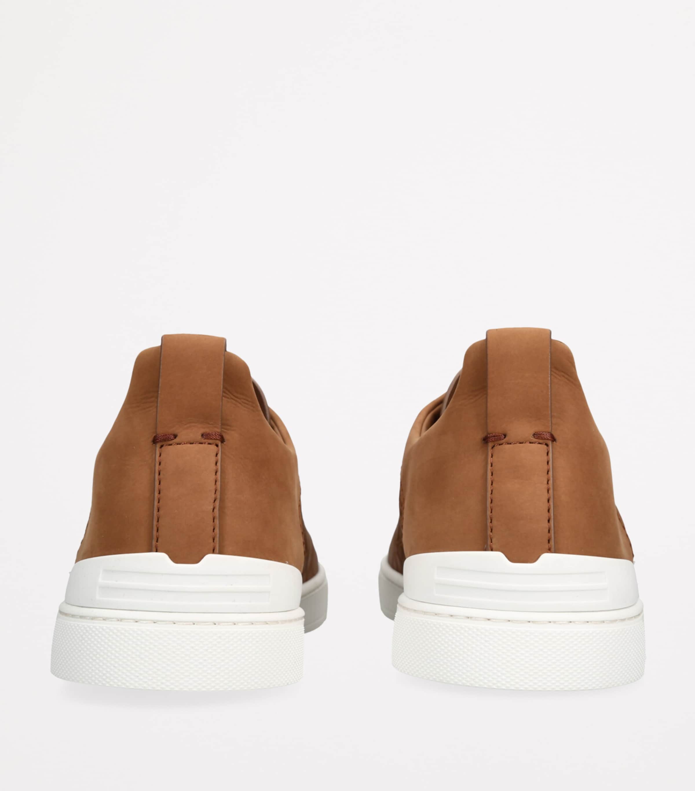 Crocodile Leather Triple Stitch SECONDSKIN Sneakers TAN Image 2