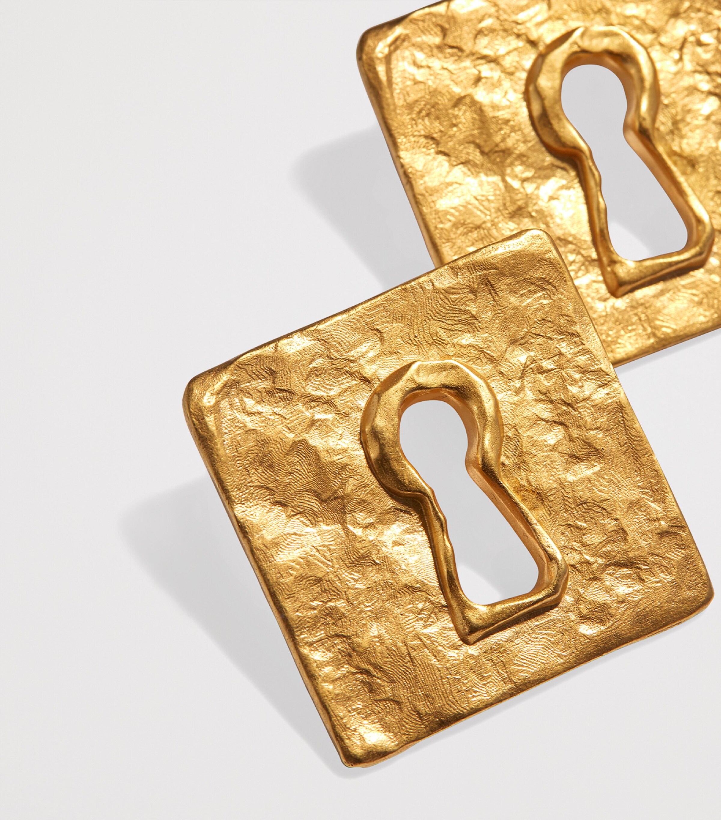 Square Keyhole Earrings 001GOLD Image 3