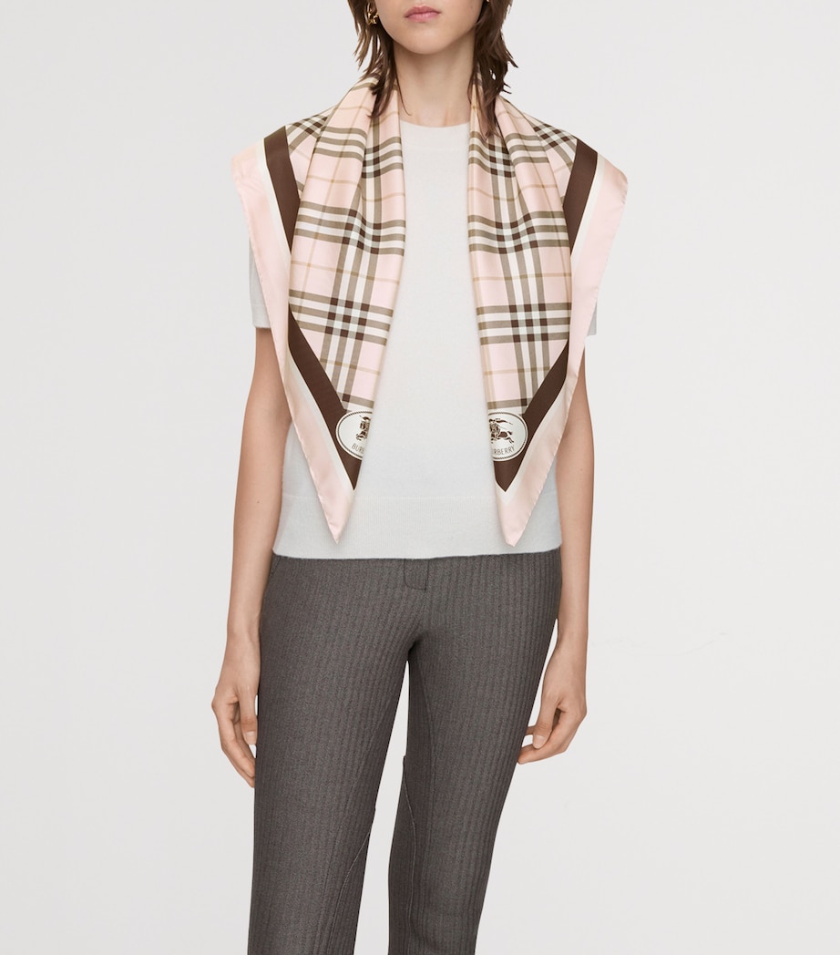 Silk Check Scarf BOW PINK Image 3