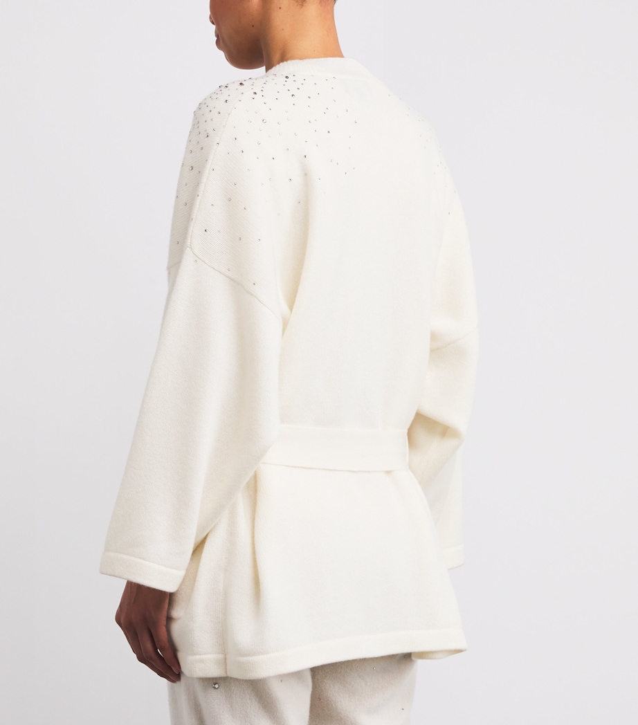 Cashmere Crystal-Embellished Cardigan WINTER WHITE/SI Image 4
