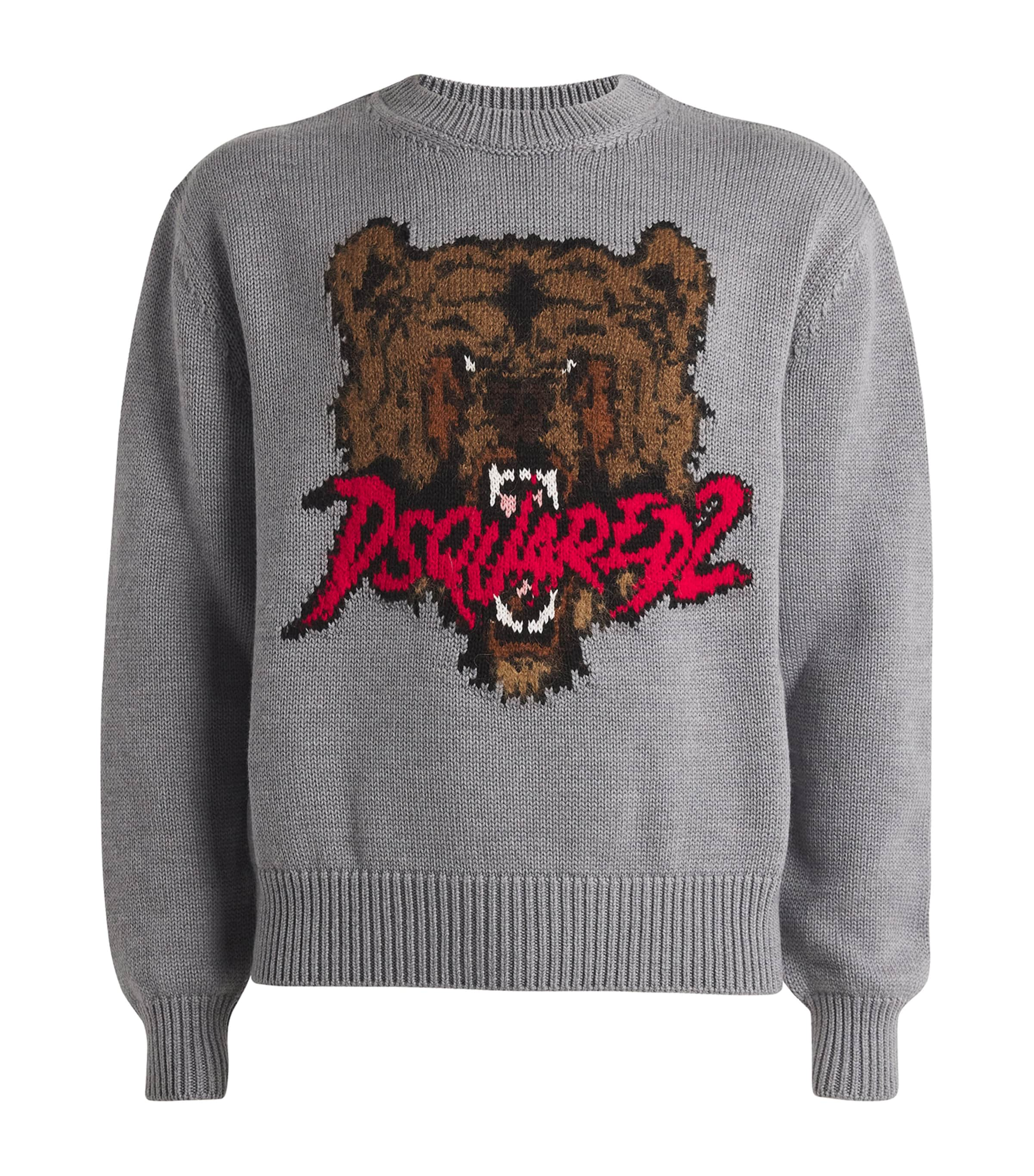 Dsquared2 Woo-blend Angry Bear Sweater In Grey