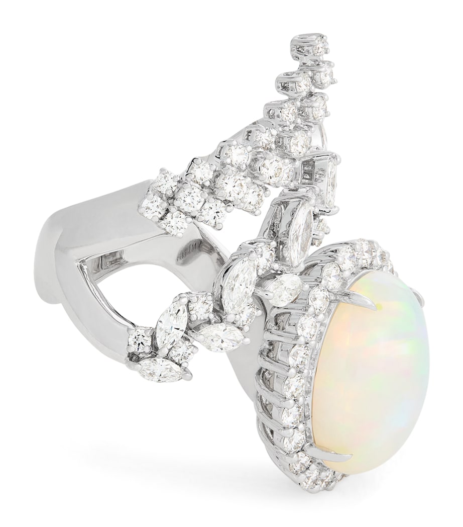 Yeprem White Gold, Diamond and Opal Ring (Size 52) White Gold Image 1
