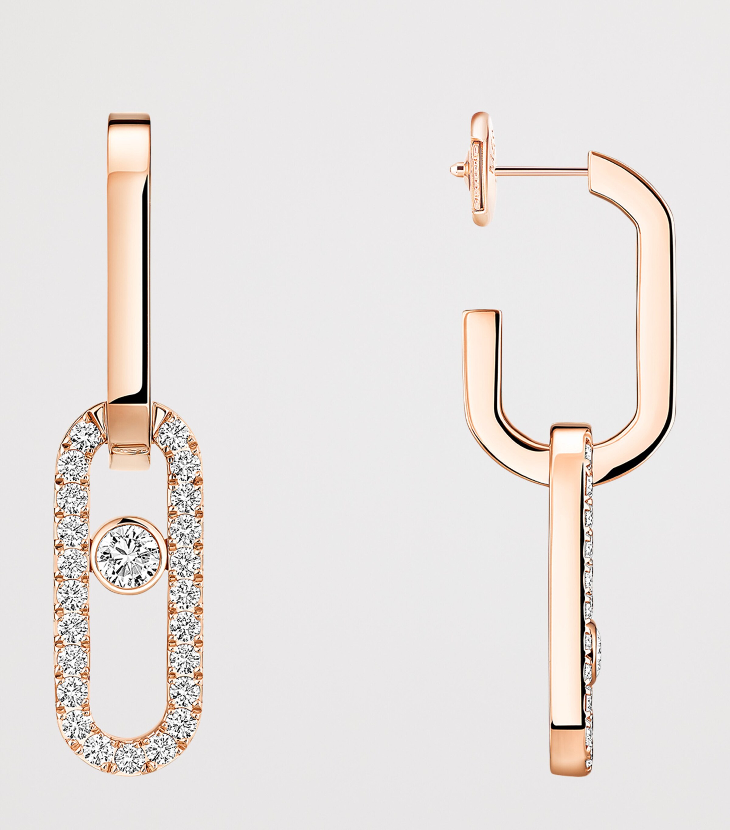 Messika Move Link Pink Gold and Diamond Drop Earrings Pink Gold Image 3