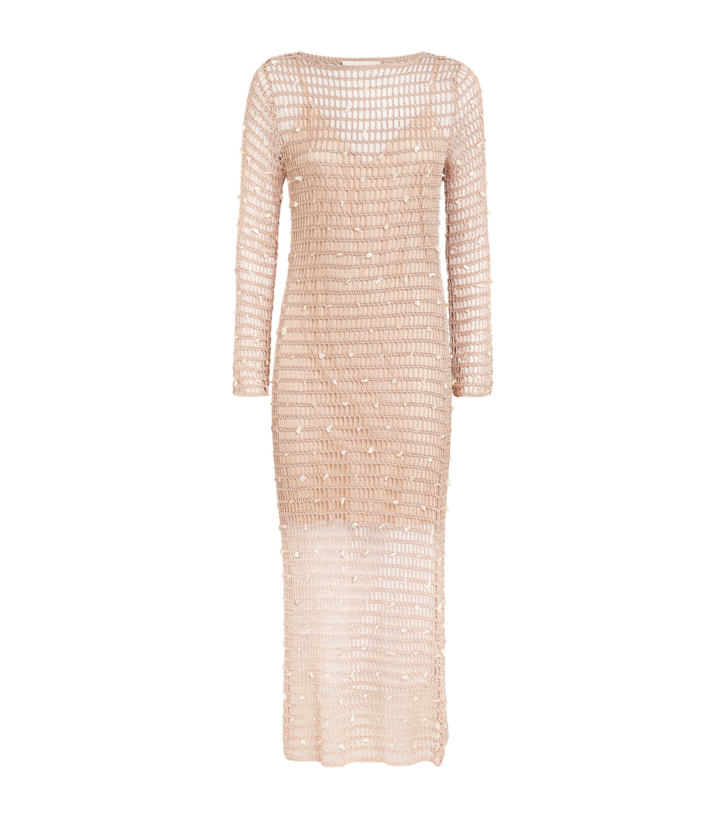 Zimmermann Pink Crochet Wylie Midi Dress | Harrods US
