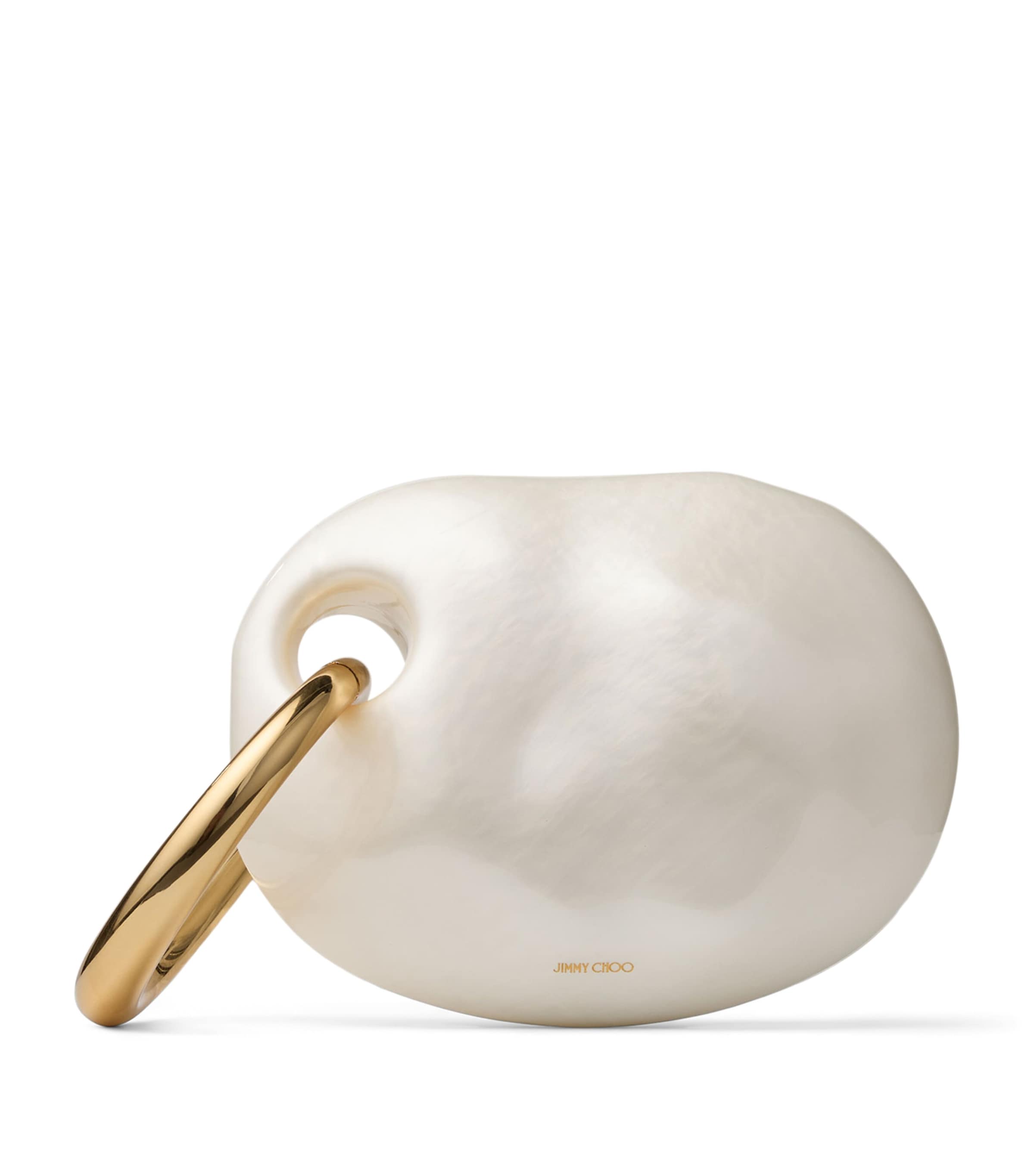 Jimmy Choo Brown Oyster Hardshell Pearl Top-Handle Bag | Harrods US