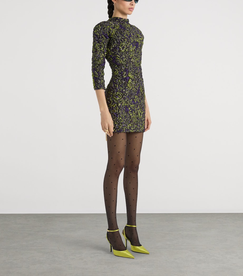 Balmain Womens Bubble-Patterned Jacquard Mini Dress Violet Vert Image 3