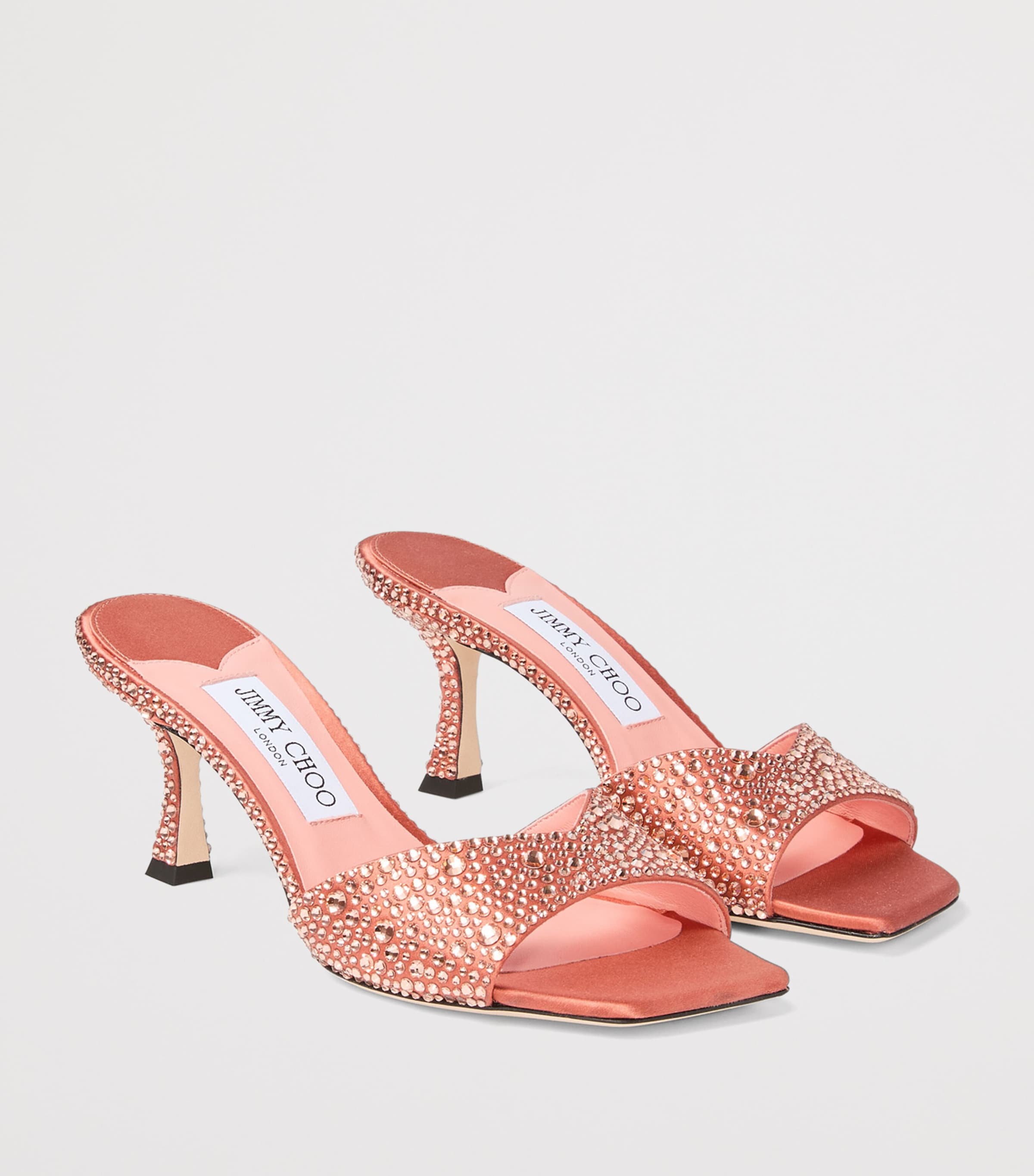 Jimmy Choo Skye 70 Embellished Satin Sandals Grapefruit Image 3