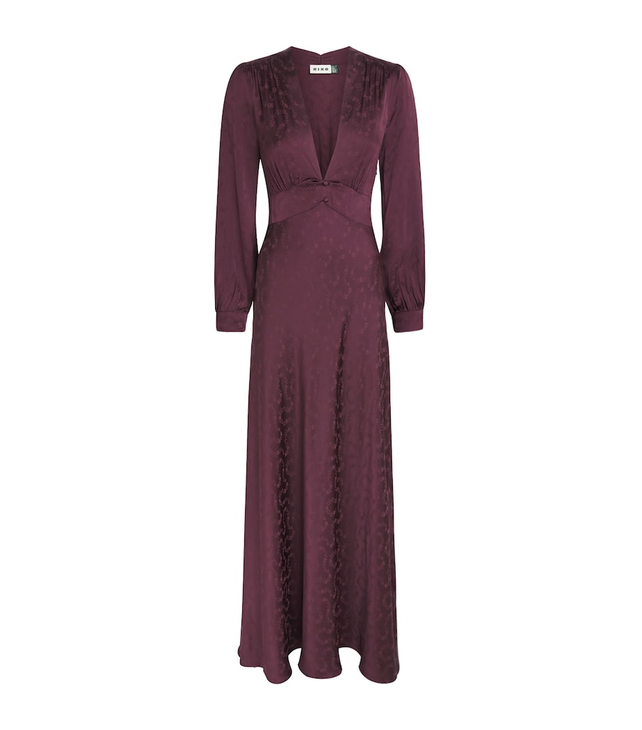 Rixo Womens Jacquard Emory Maxi Dress Wine Image 1