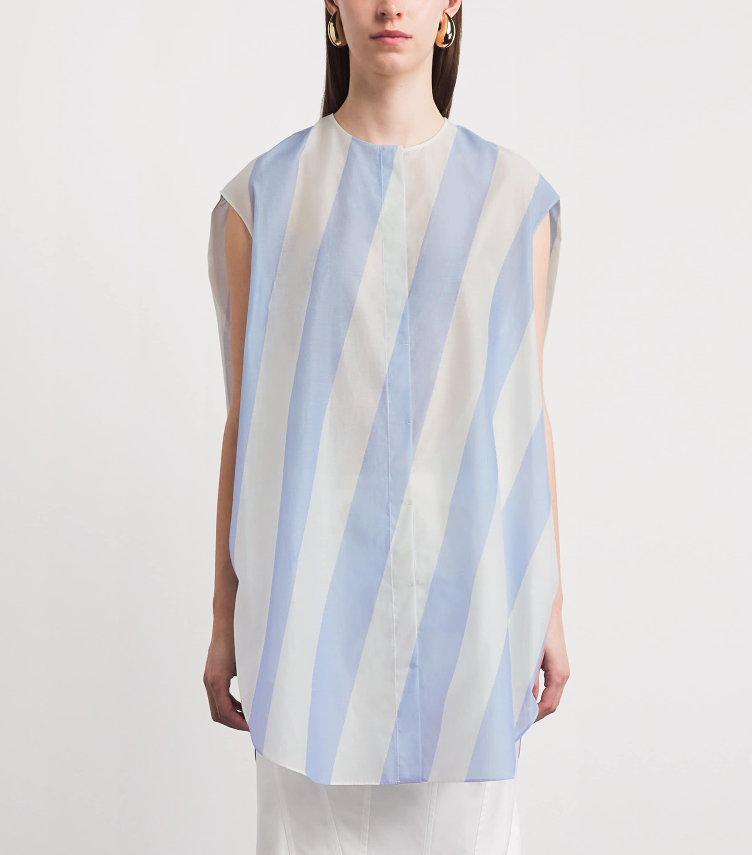 Jacquemus Womens Cotton-Blend Stripe Mini Shirt Dress Print Stripe Image 4