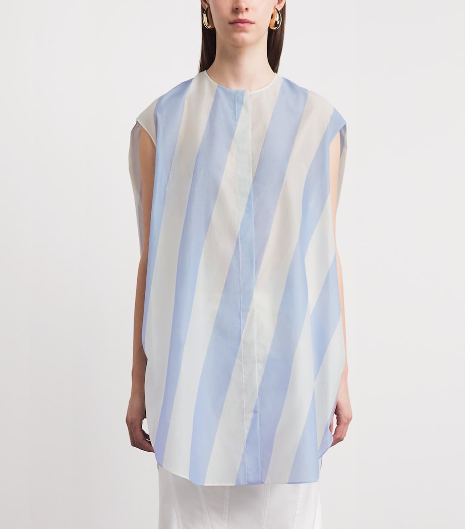 Jacquemus Womens Cotton-Blend Stripe Mini Shirt Dress Print Stripe Image 4