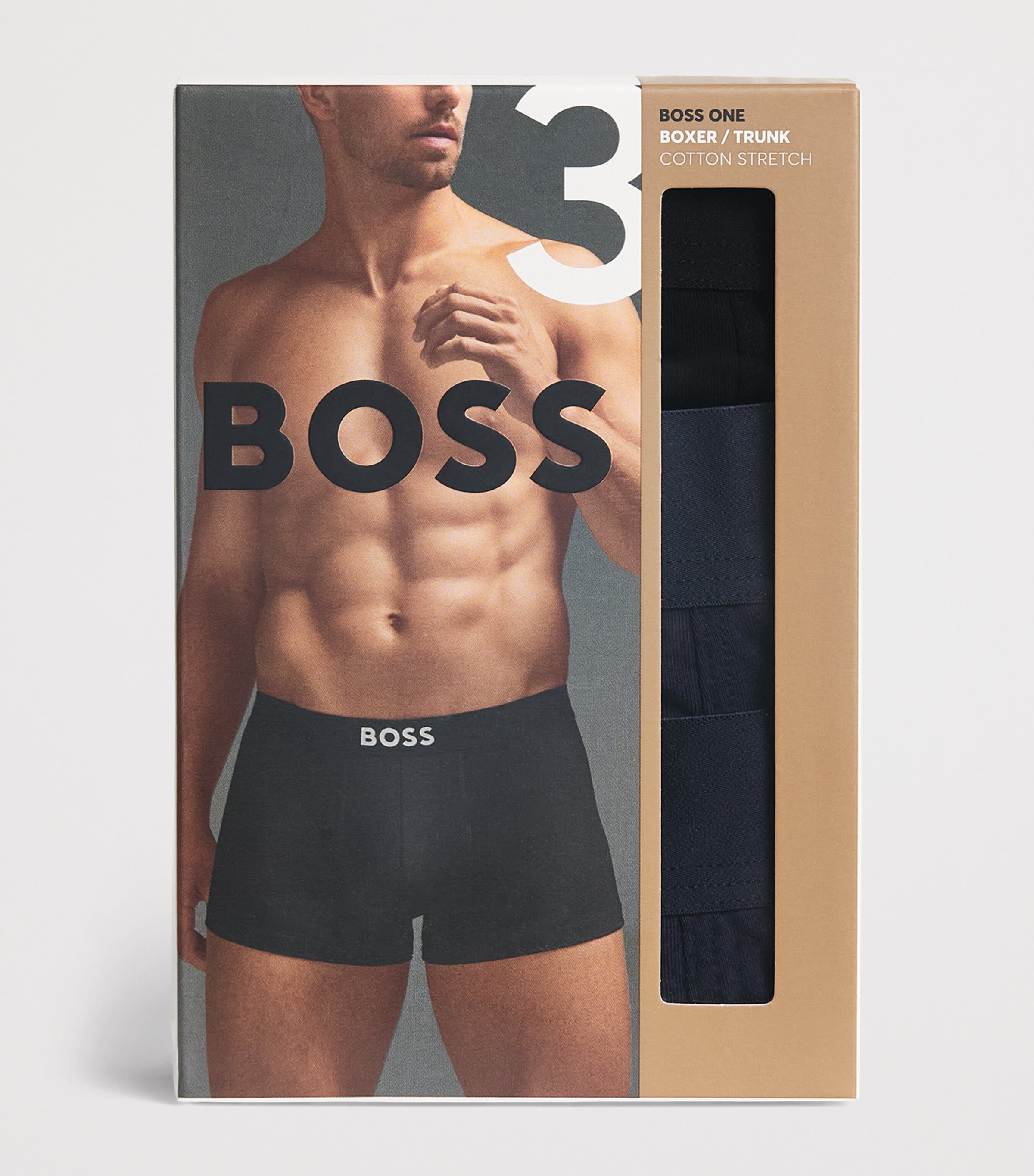 BOSS Mens Stretch-Cotton Boss One Trunks (Pack of 3) Open Blue Image 4