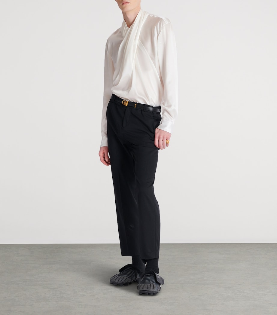 Silk Crossover-Neck Shirt 0FA BLANC Image 5