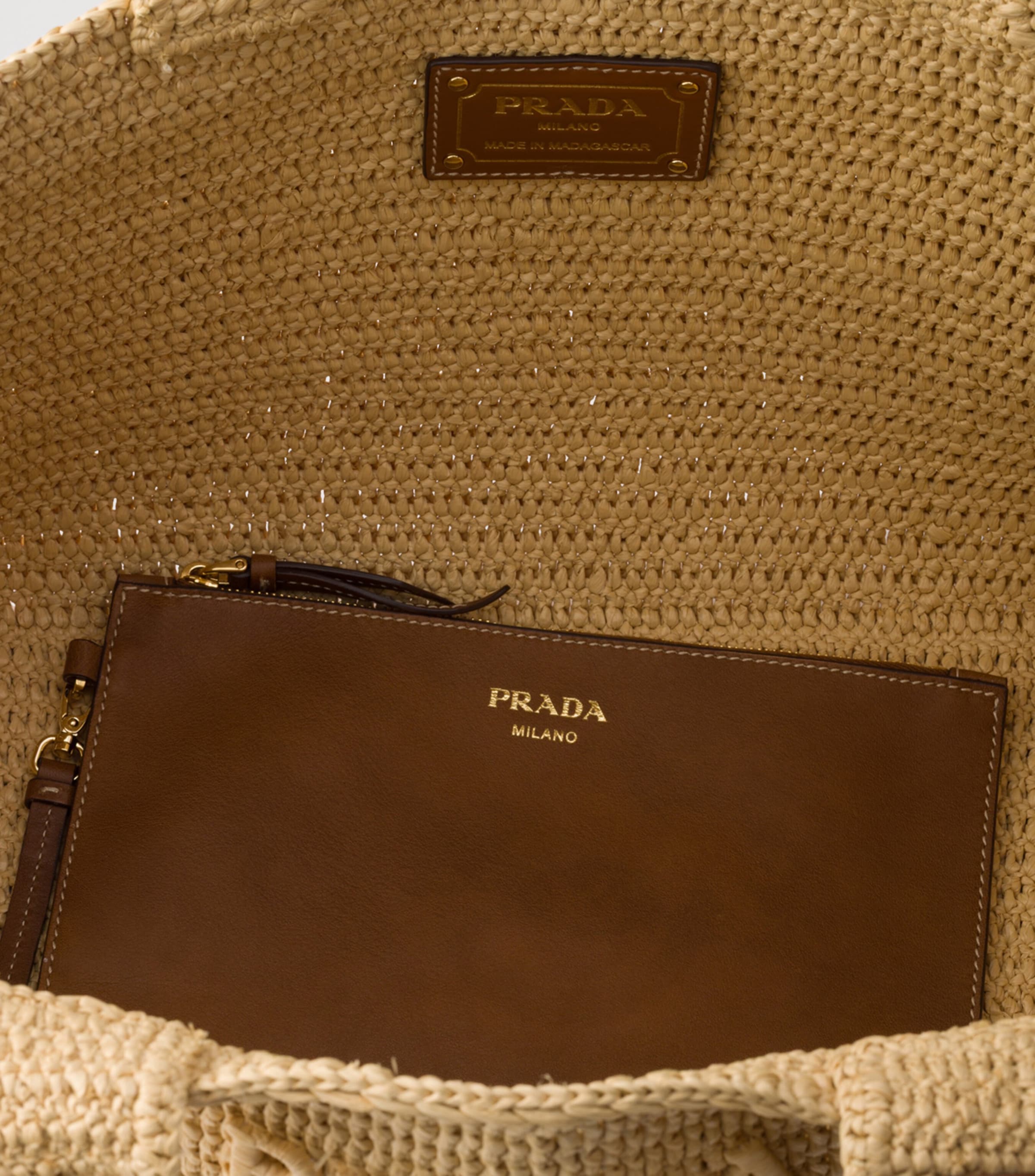 Prada Large Crochet Tote Bag Neutral Image 8