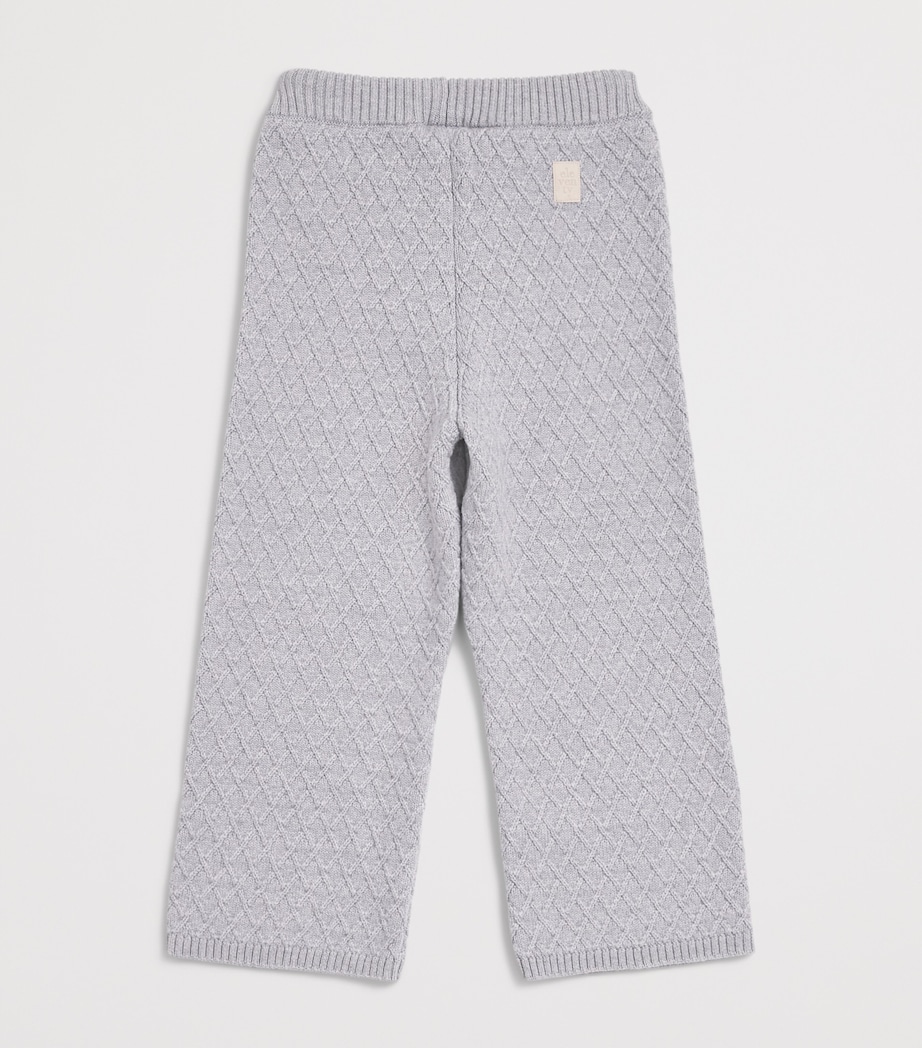 Eleventy Kids Virgin Wool Diamond-Knit Sweatpants (2-16 Years) Grigio Med Melan Image 2