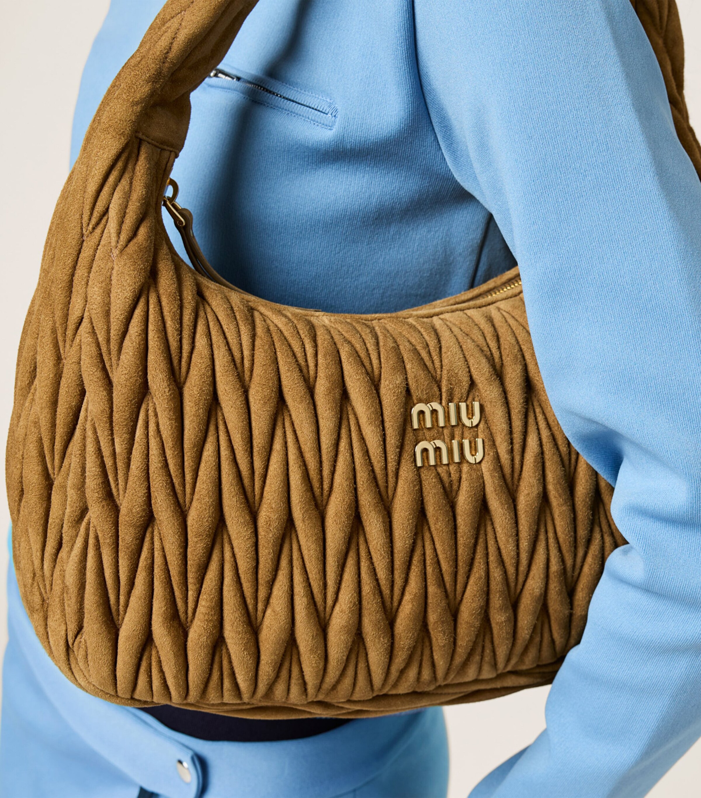 Miu Miu Matelassé Suede Wander Top-Handle Bag Image 5