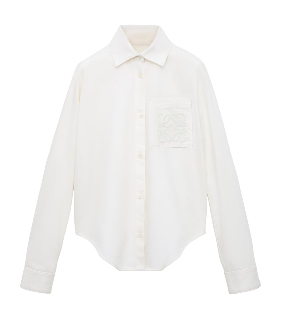 LOEWE Womens x Paula's Ibiza Cotton-Blend Anagram Shirt White Image 1