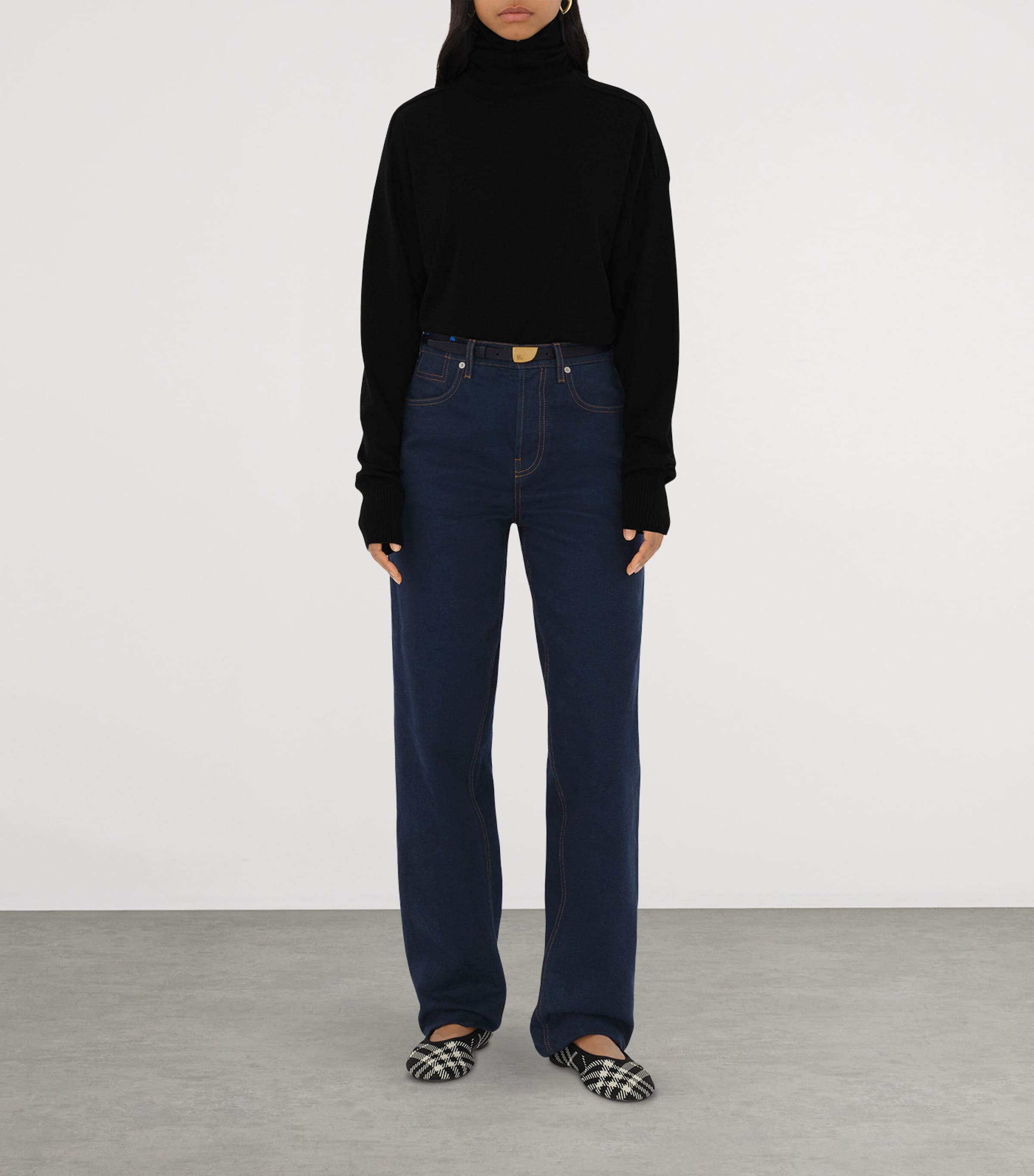 Knit Check Baby Ballet Flats BLACK/CALICO IP CHK Image 2