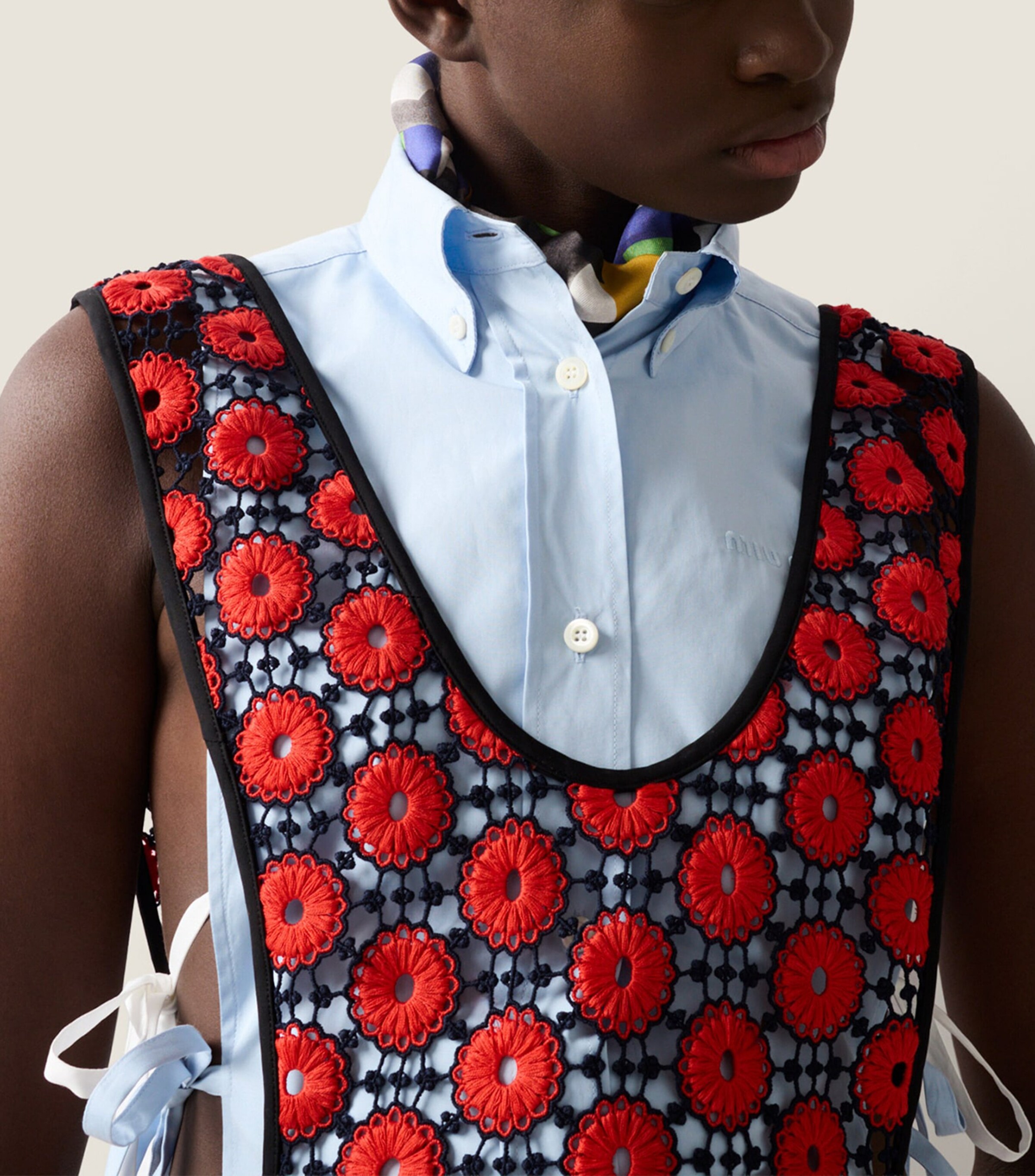 Miu Miu Womens Macramé Apron Midi Dress Image 5
