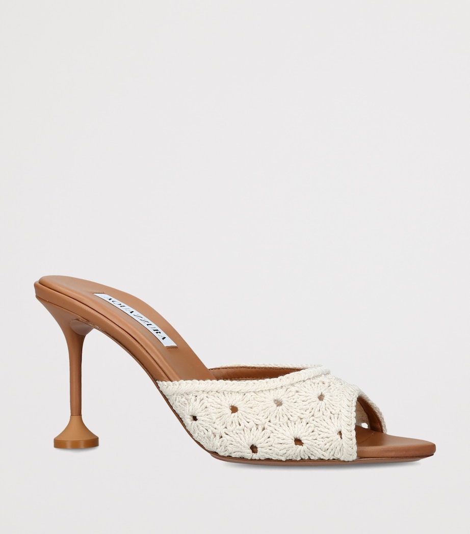 Aquazzura Woven Loom Mules 85 Cream Comb Image 3
