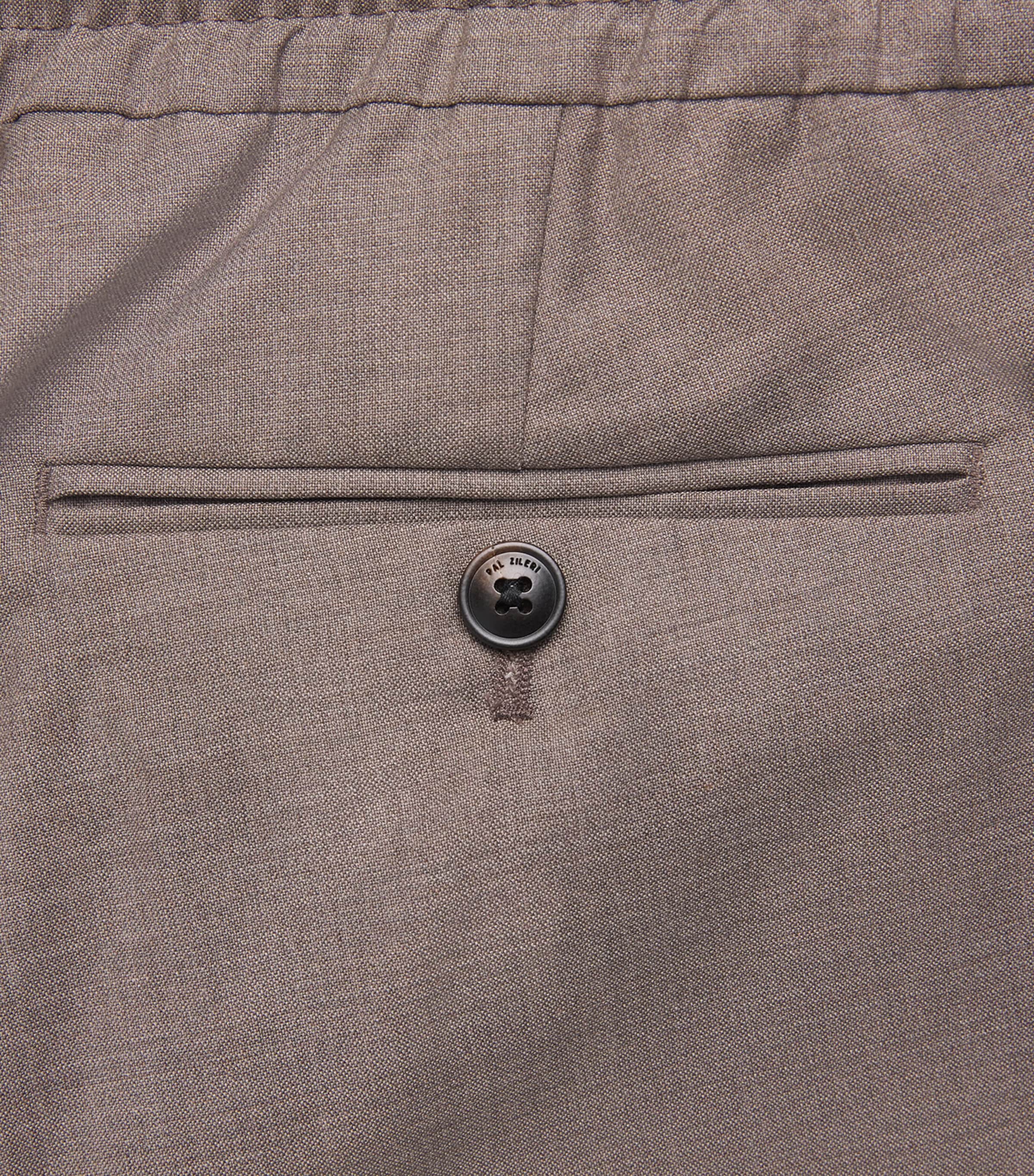 Pal Zileri Mens Stretch-Virgin Wool Drawstring Trousers Brown Image 6
