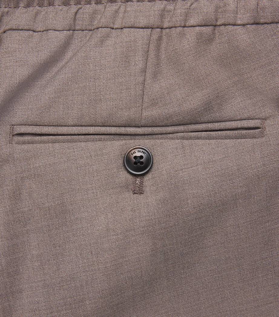 Pal Zileri Mens Stretch-Virgin Wool Drawstring Trousers Brown Image 6