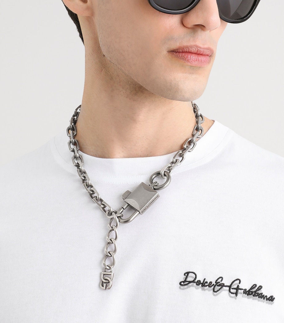Dolce&Gabbana Chunky Padlock Necklace Antique Silver Image 5