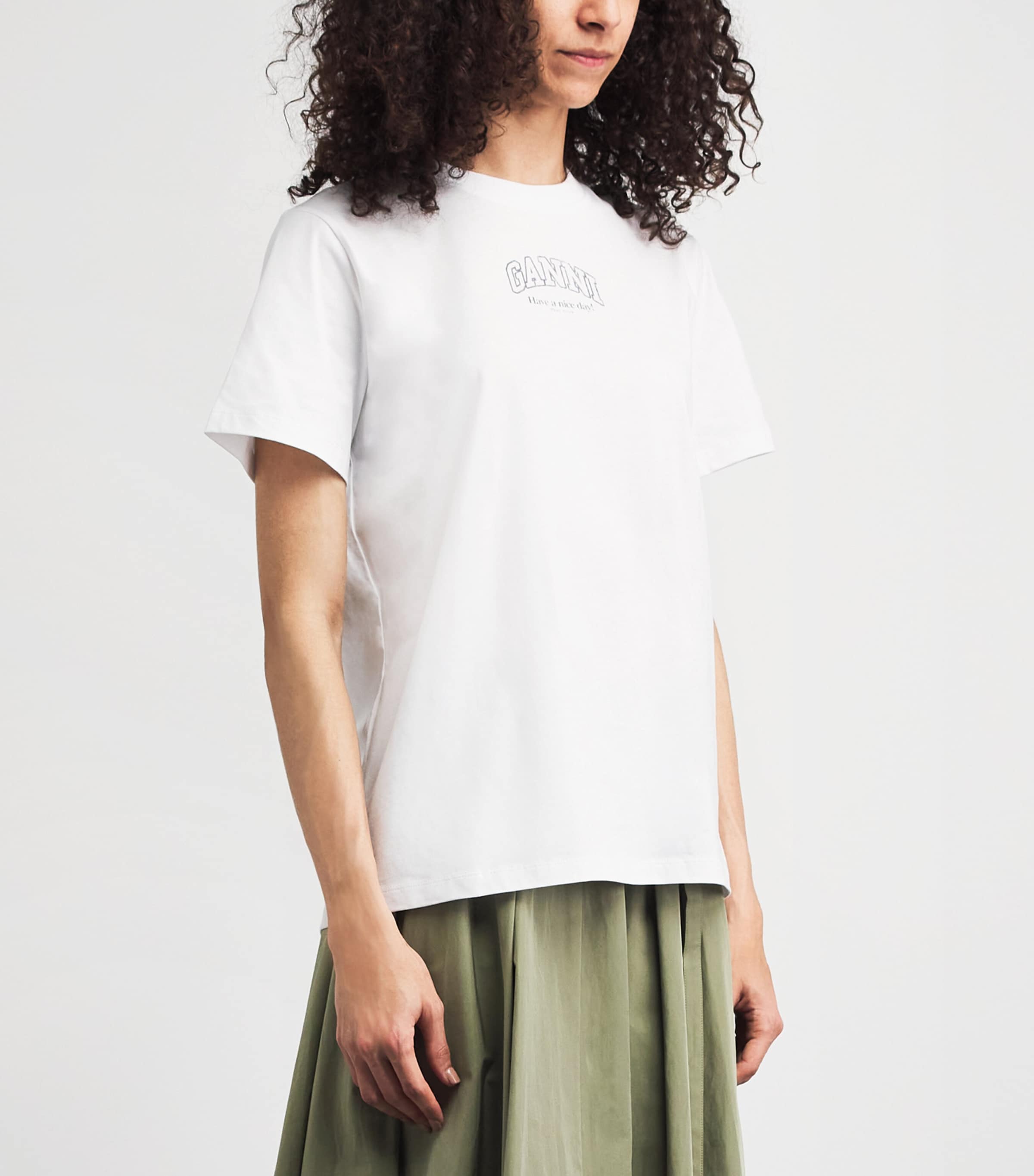 GANNI Womens Cotton Logo T-Shirt Bright White Image 4