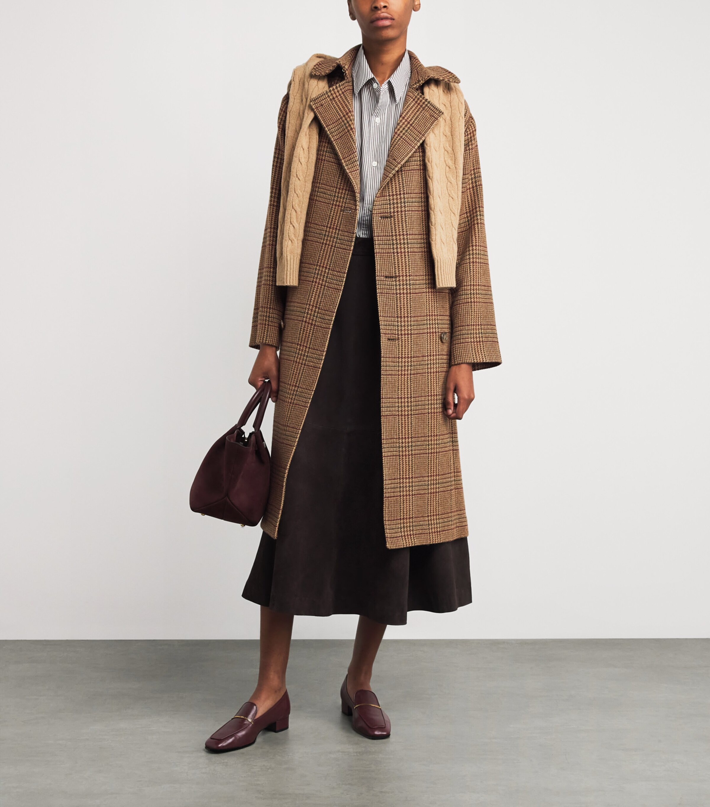 Wool Check Car Coat 1739 BRWN/TN GLN CHK Image 2