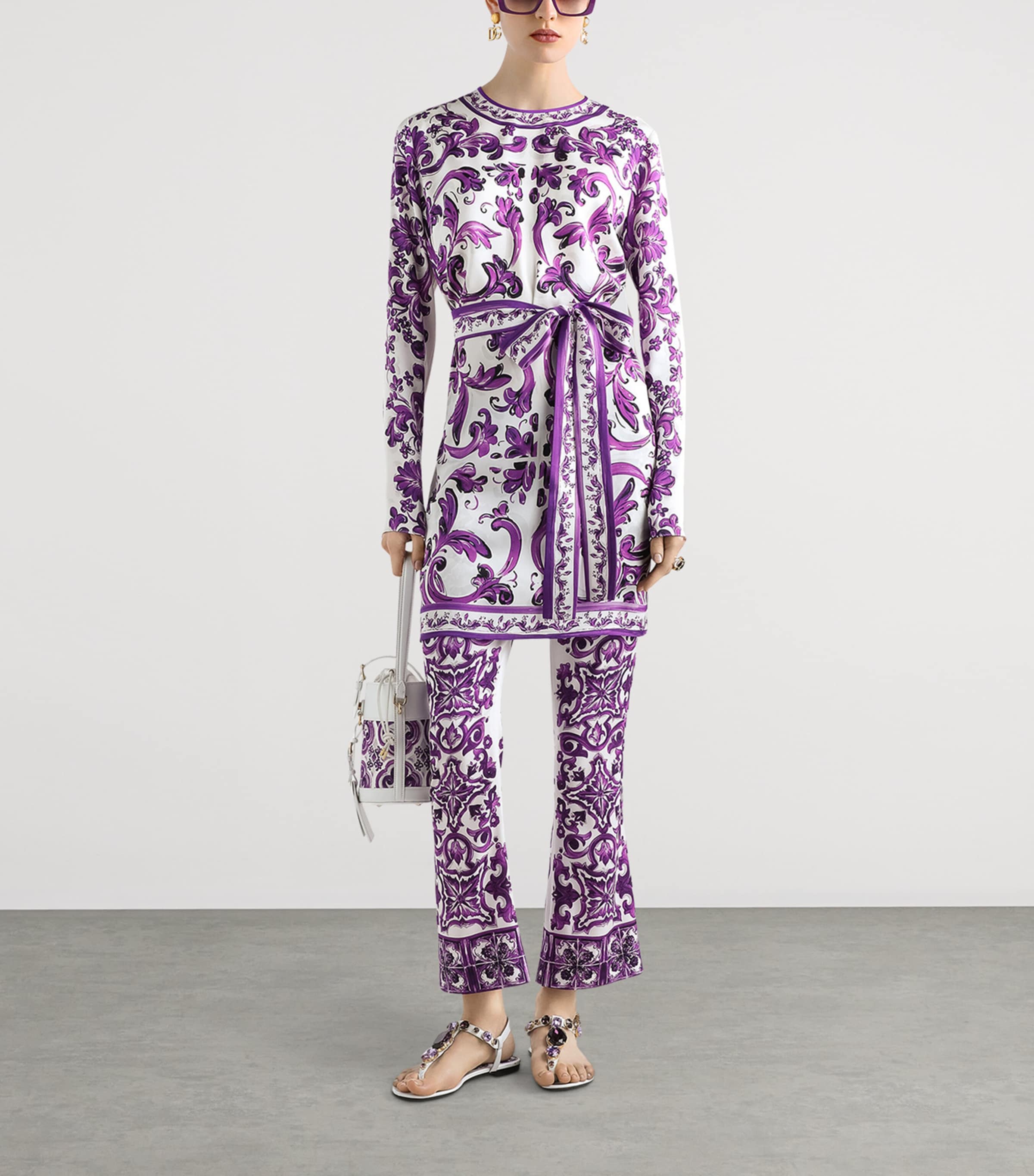 Silk-Blend Flared Trousers MIX MAIOLICA VIOLA Image 2