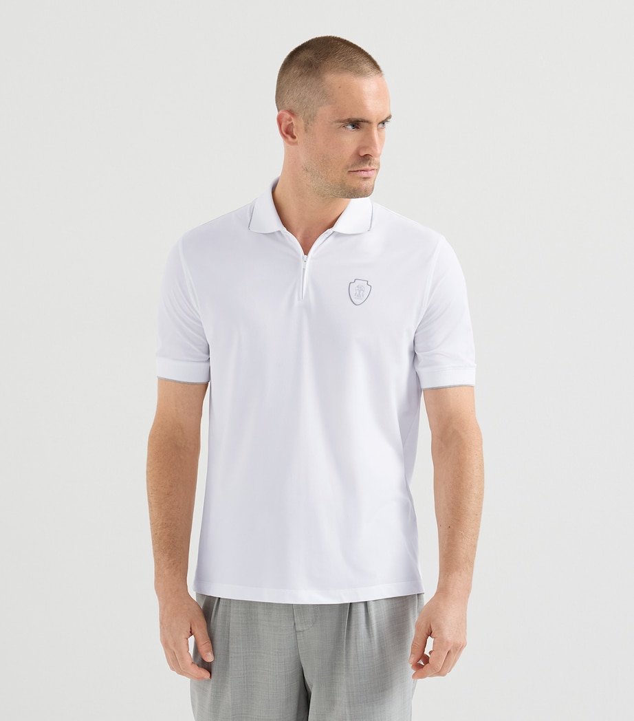 Brunello Cucinelli Mens Technical Crest Zip-Up Polo Shirt Image 2