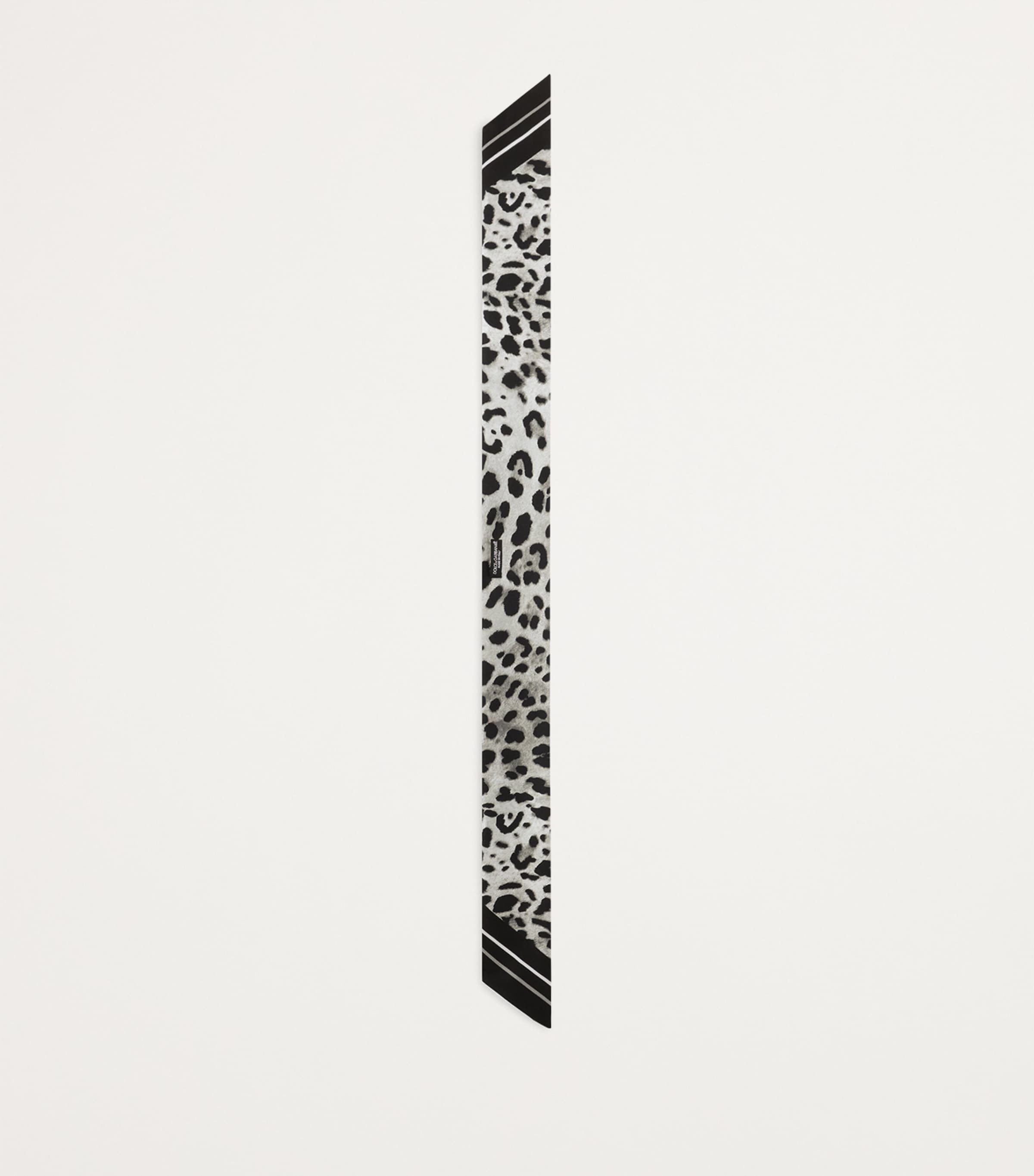 Silk Leopard Print Skinny Scarf HI5LD-LEOPARDO FDO G Image 2