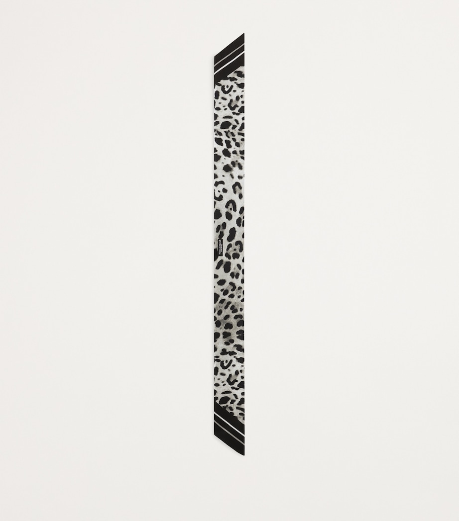 Silk Leopard Print Skinny Scarf HI5LD-LEOPARDO FDO G Image 2