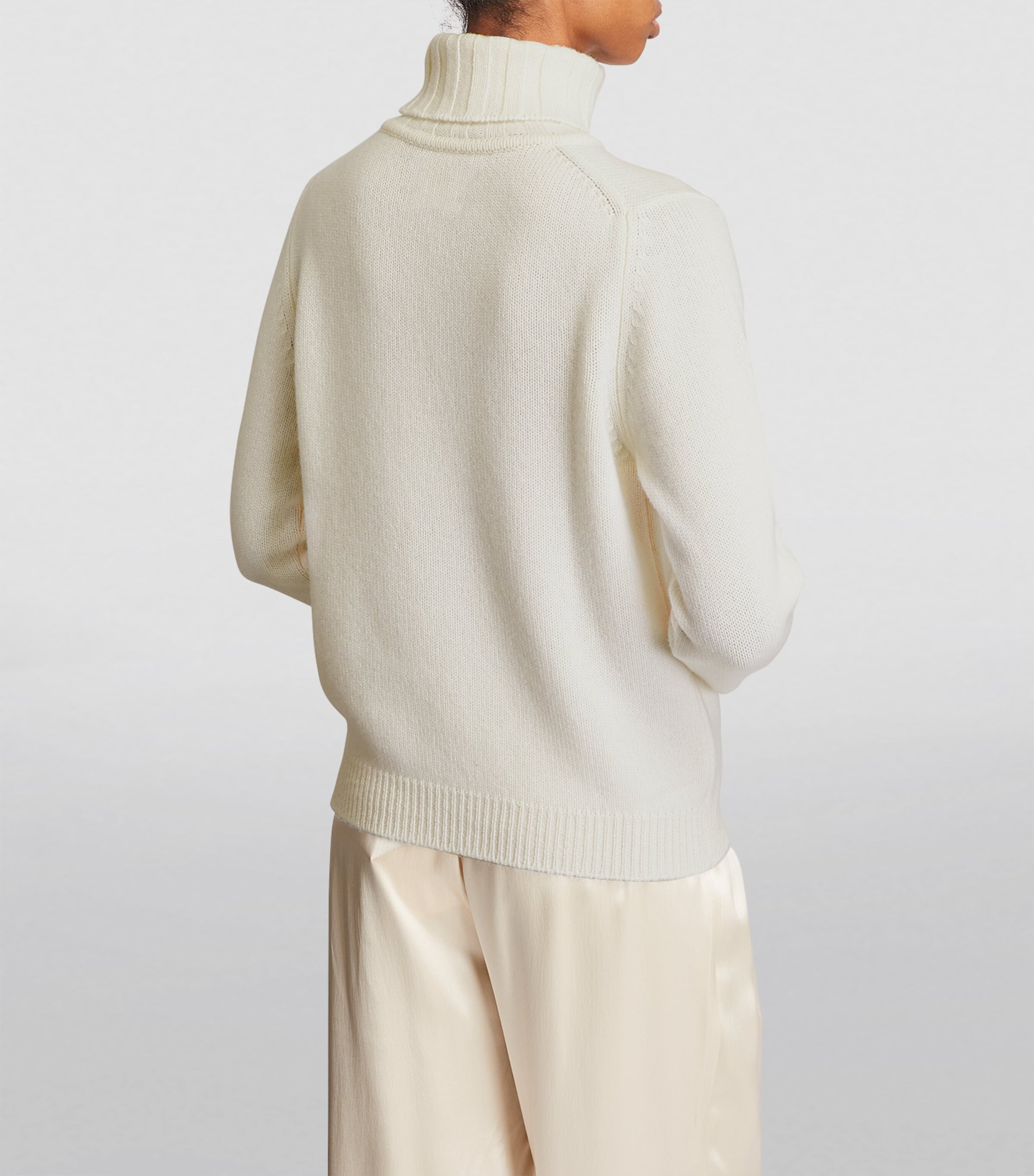 Harrods Womens Cashmere Rollneck Sweater Ivory Image 4