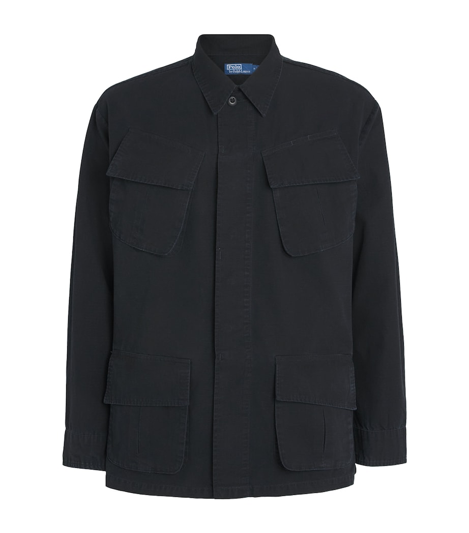 Cotton Ripstop Utility Overshirt BLACK Image 1