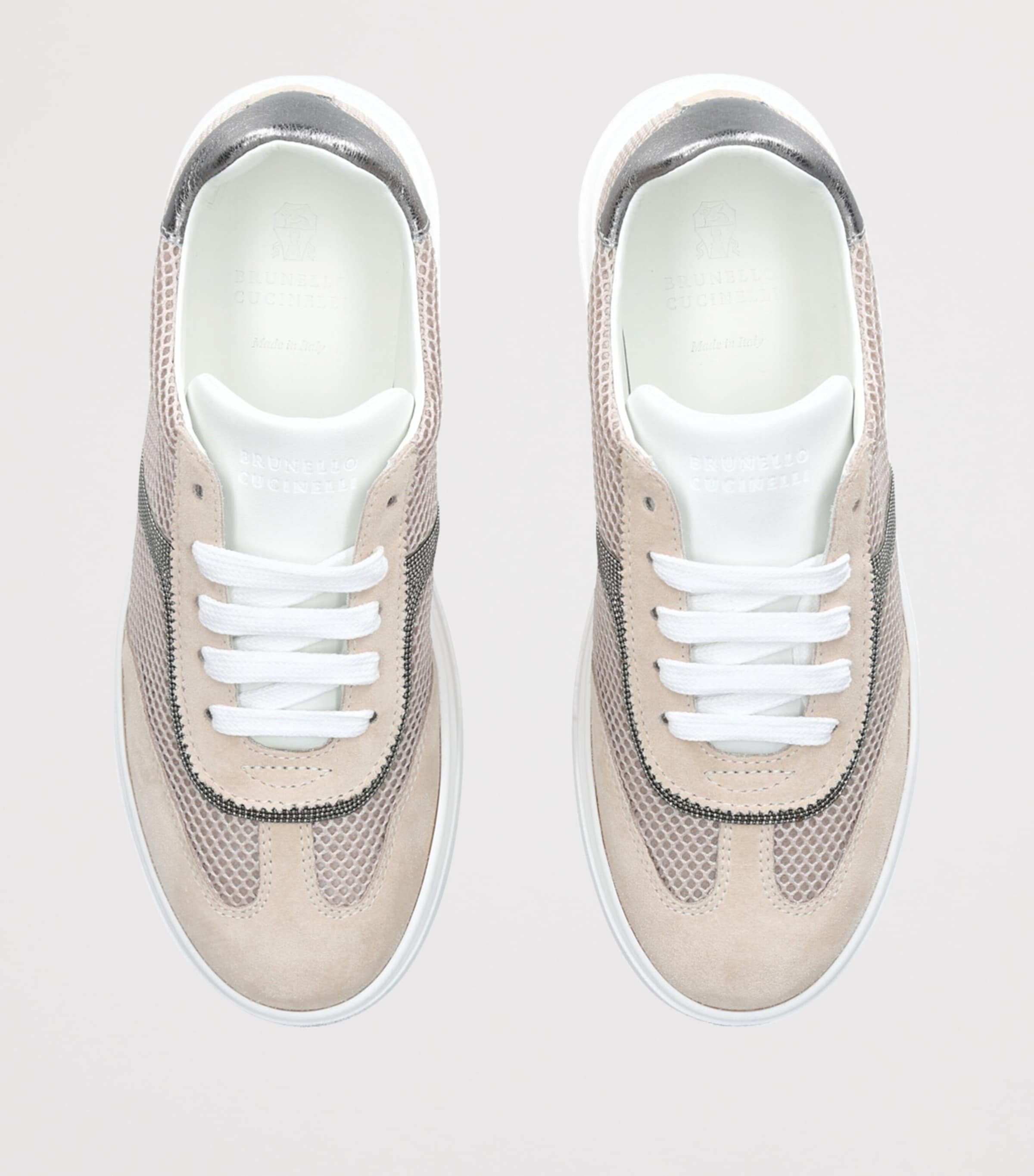 Suede and Knitted Sneakers TAUPE Image 4