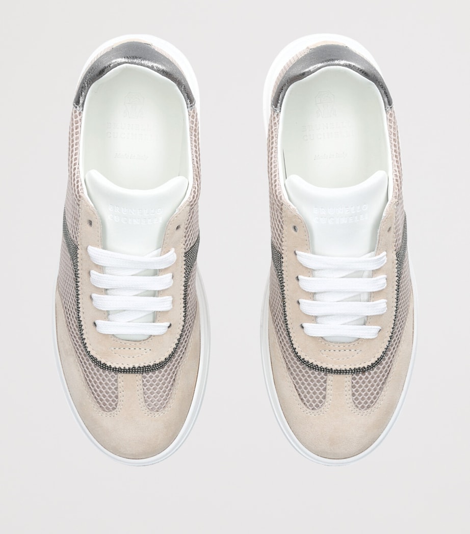 Suede and Knitted Sneakers TAUPE Image 4