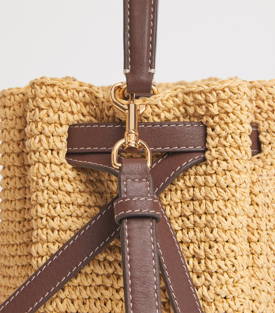 Tory Burch Small Raffia Romy Bucket Bag Natural Image 6