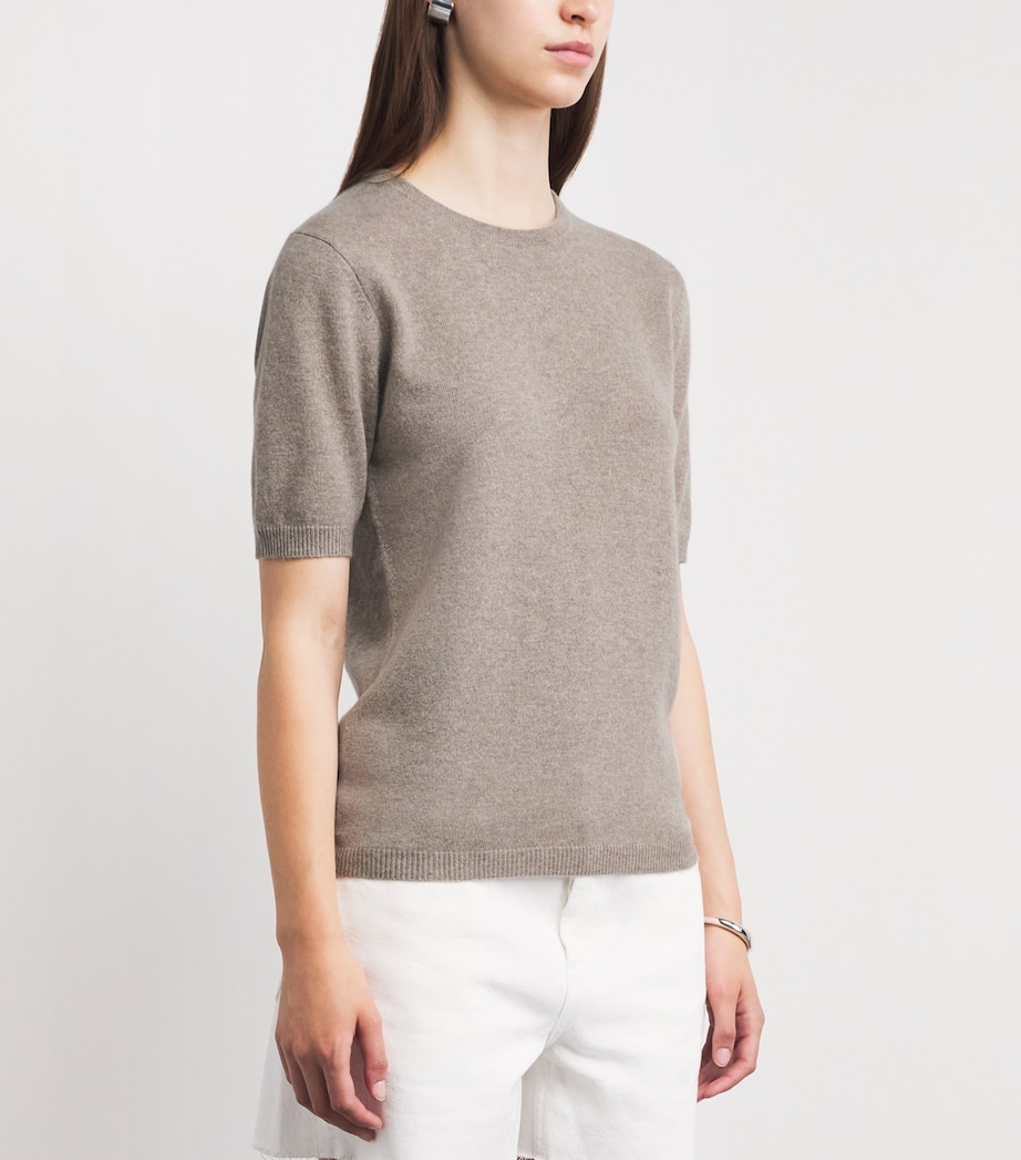 Soft Goat Womens Cashmere Short-Sleeve Sweater Greige Image 4