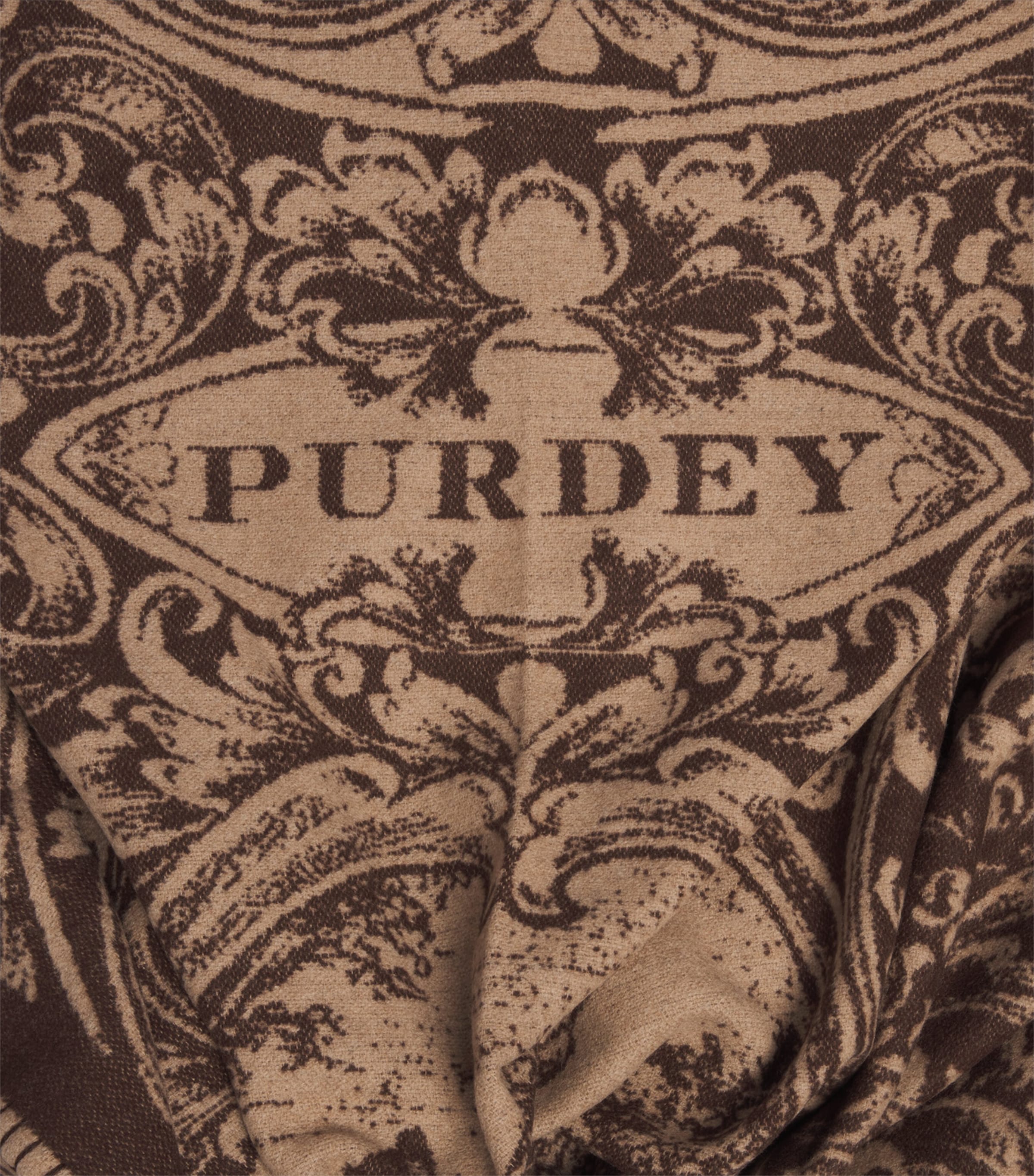 Purdey Merino Wool-Cashmere Scrollwork Blanket Tau Image 2