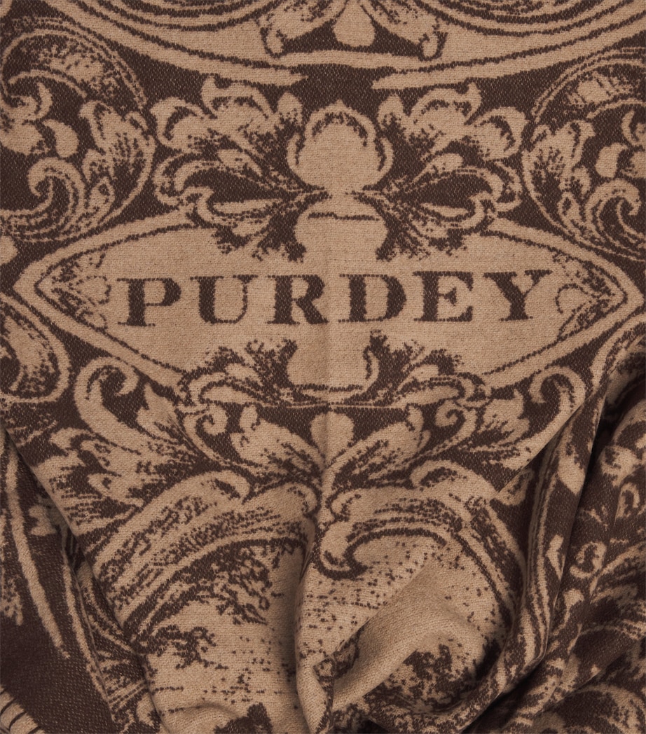 Purdey Merino Wool-Cashmere Scrollwork Blanket Tau Image 2