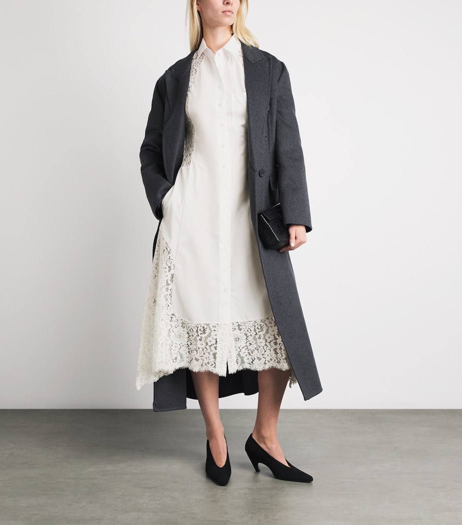 Stella McCartney Womens Organic Cotton Lace-Panel Midi Shirt Dress Pure White Image 2