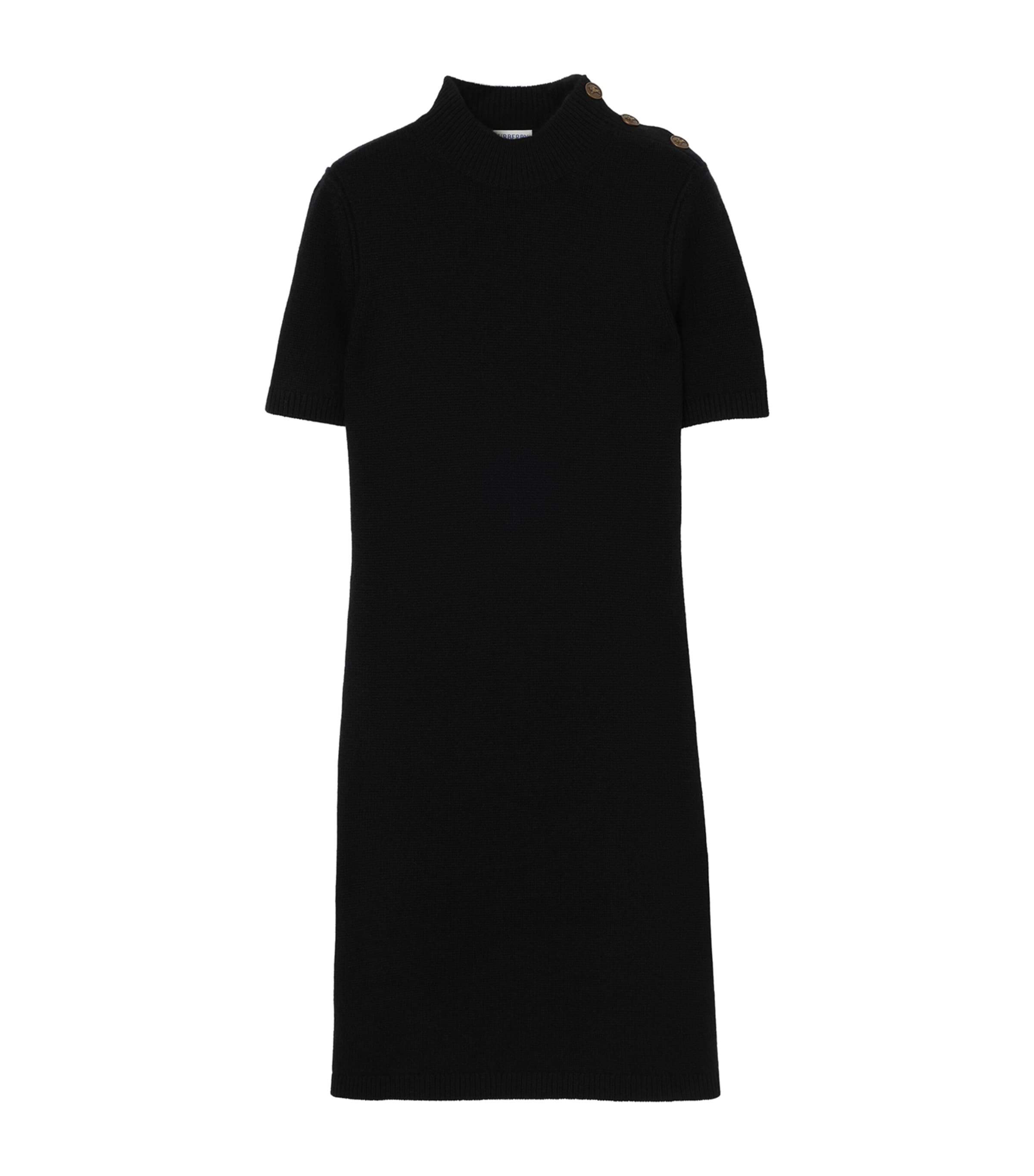 Burberry Womens Cashmere-Blend Rib-Knit Midi Dress Black Image 1