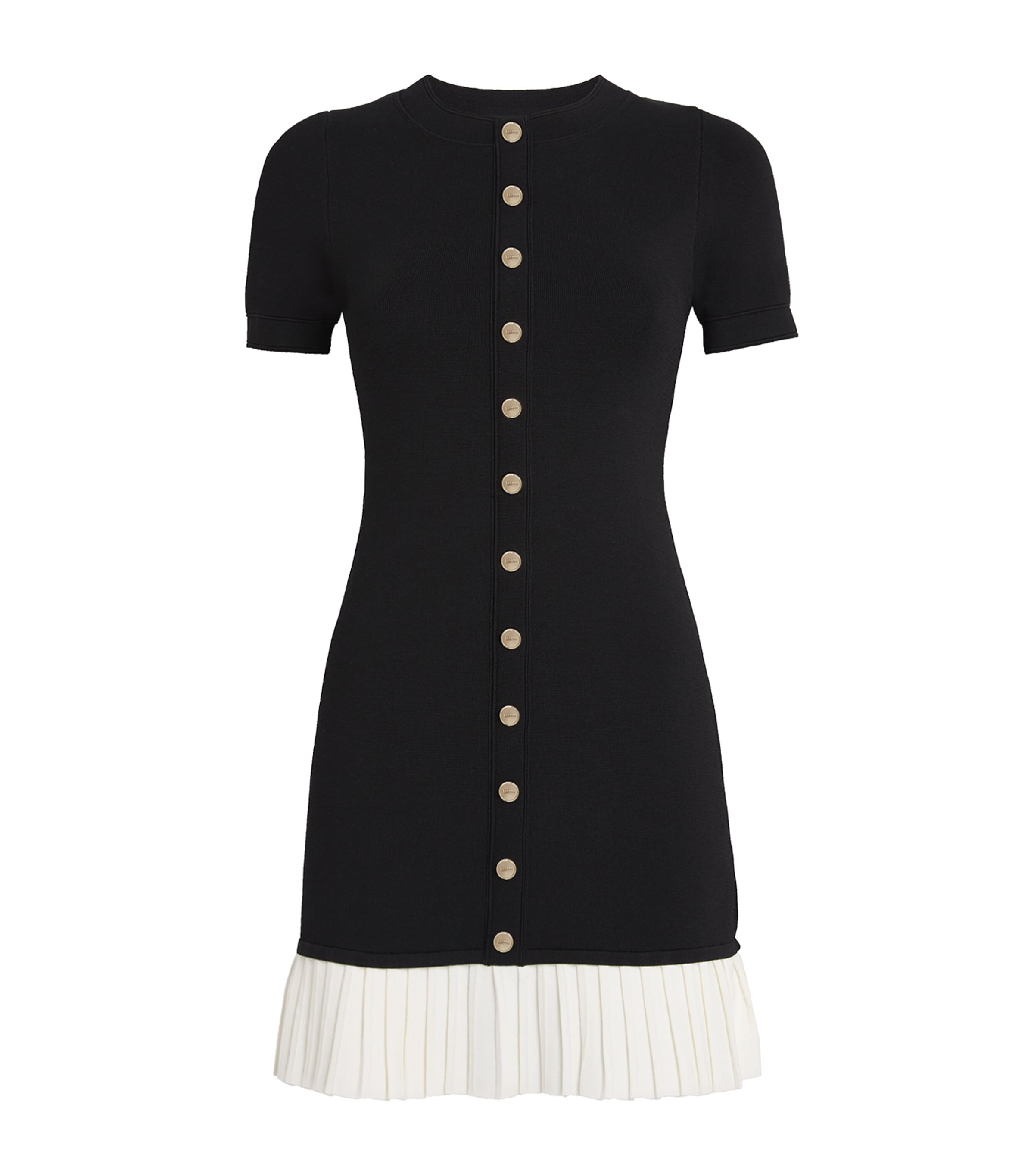 Sandro Mini Knit Dress With Ruffle In Black