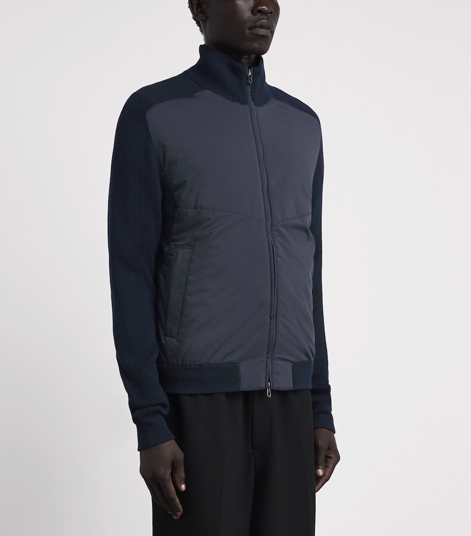 Sease Mens Virgin Wool-Shell Bomber Jacket Midnight Blue Image 4
