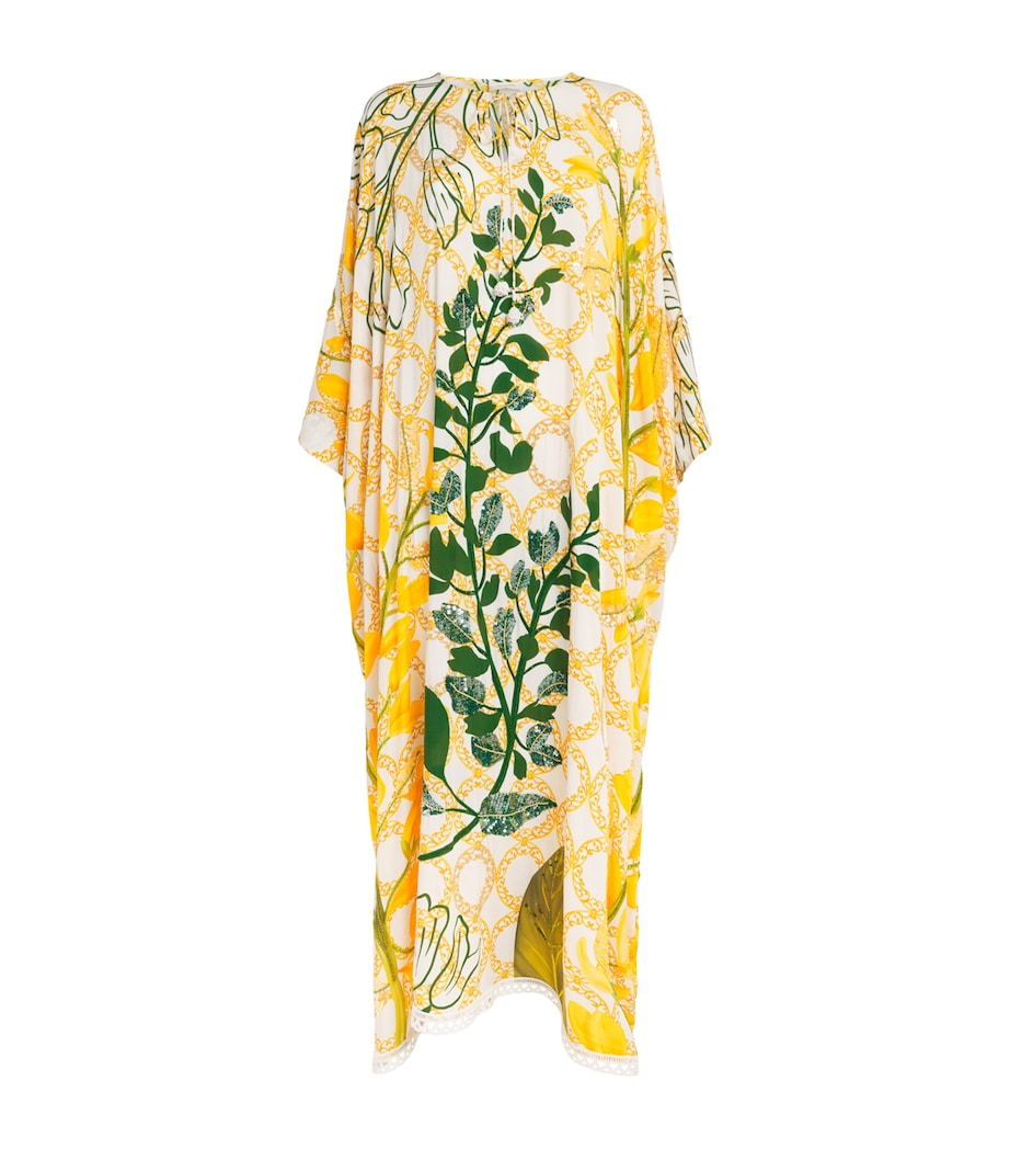 Verandah Womens Embellished Floral Kaftan Maxi Dress Ivry Jali Wstria Pnl Image 1