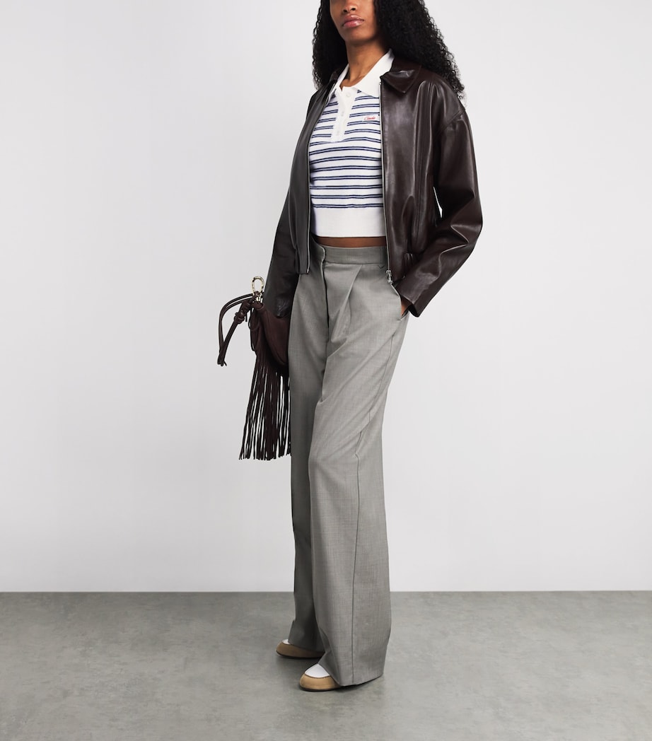 Wool Stripe Polo Sweater DUAL-COLOR Image 2